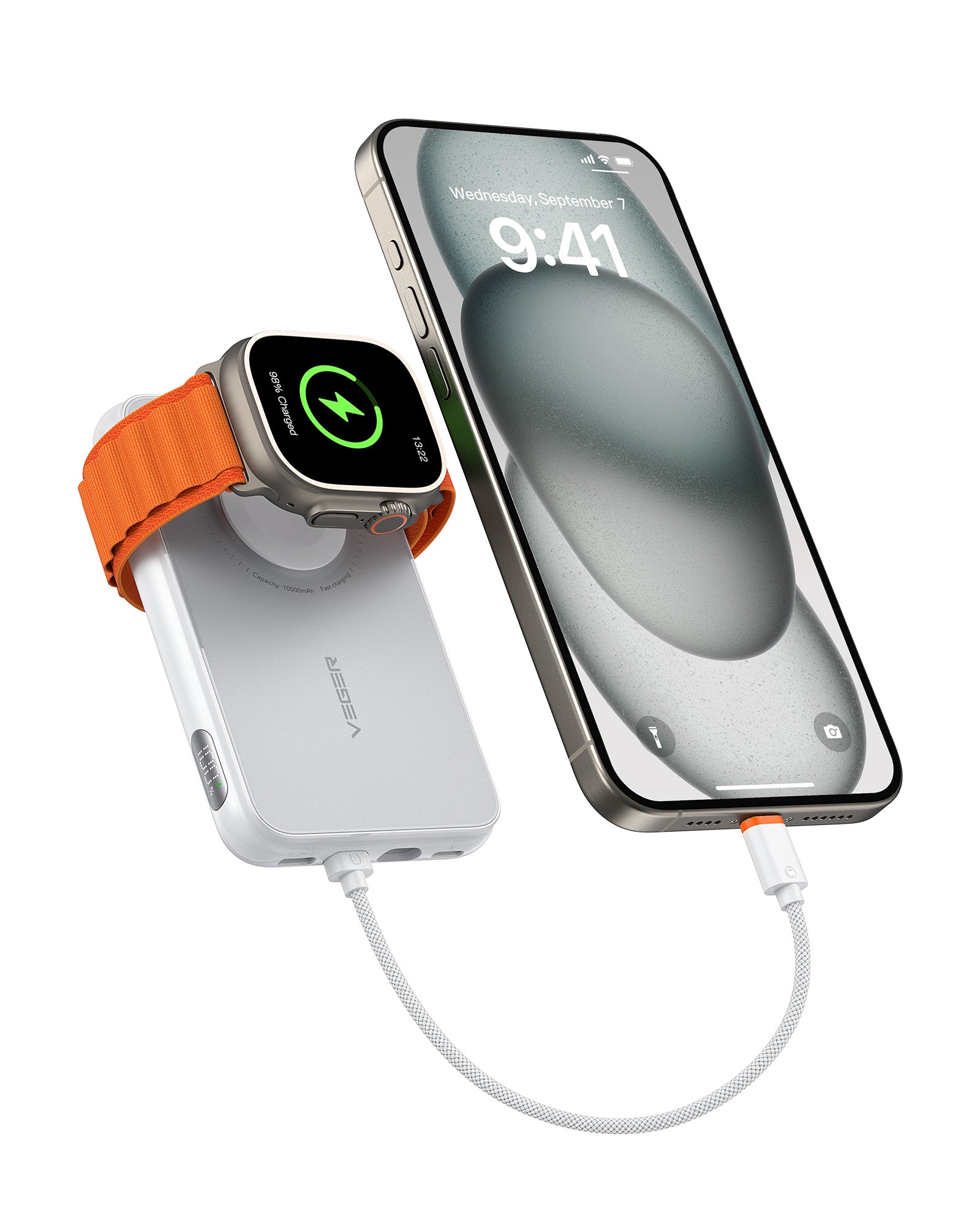 10000mAh Portable Charger with Built in Cable (Removable)、mySite、fannypackpong