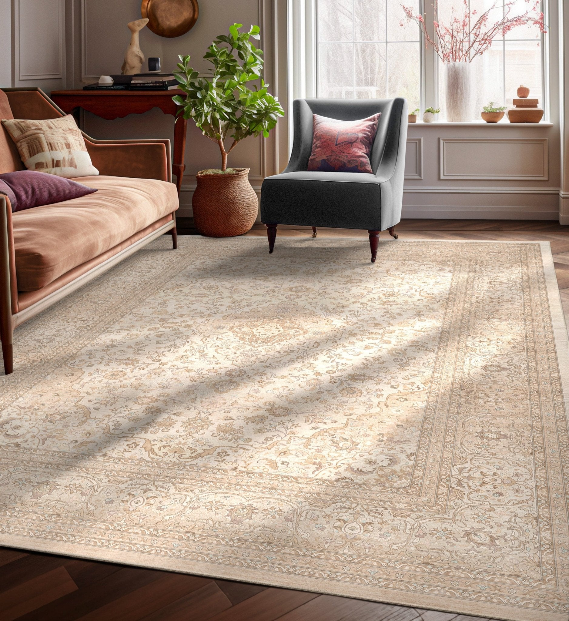 Athens Medallion Floral Rug – High-Density Modern Design、mySite、gigharbornorthrealestate