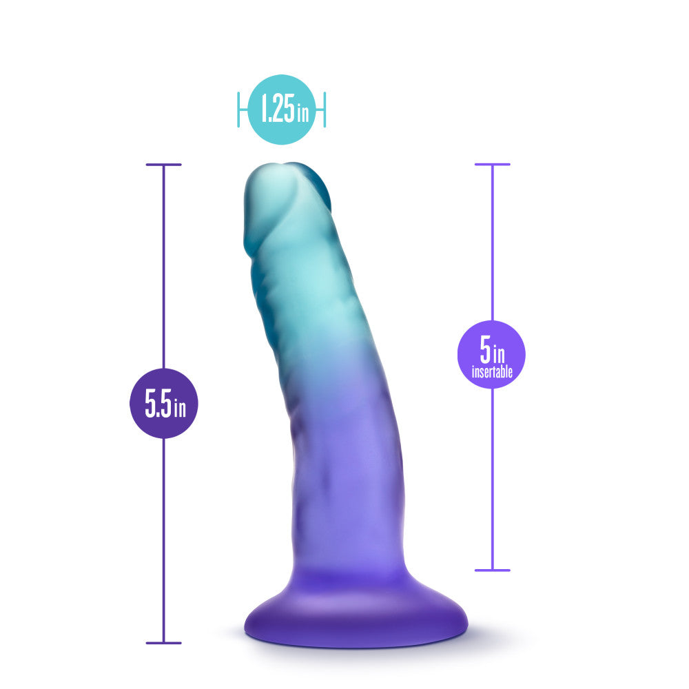 B Yours By Blush® | Morning Dew Realistic Sapphire 5.5-Inch Long Dildo With Suction Cup Base、mySite、bottomscart