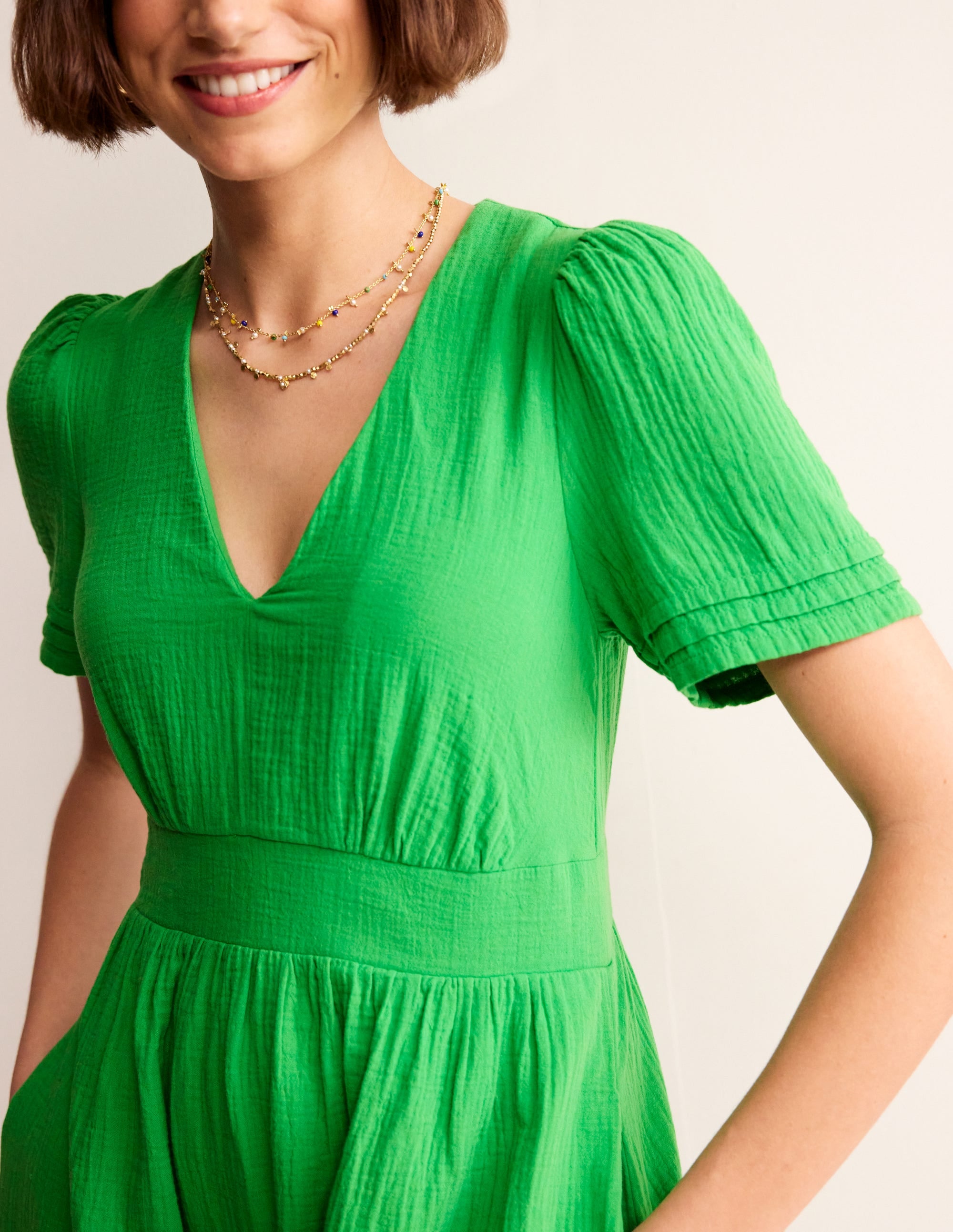  Eve Double Cloth Short Dress-Kelly Green、mySite、ashleygrahame