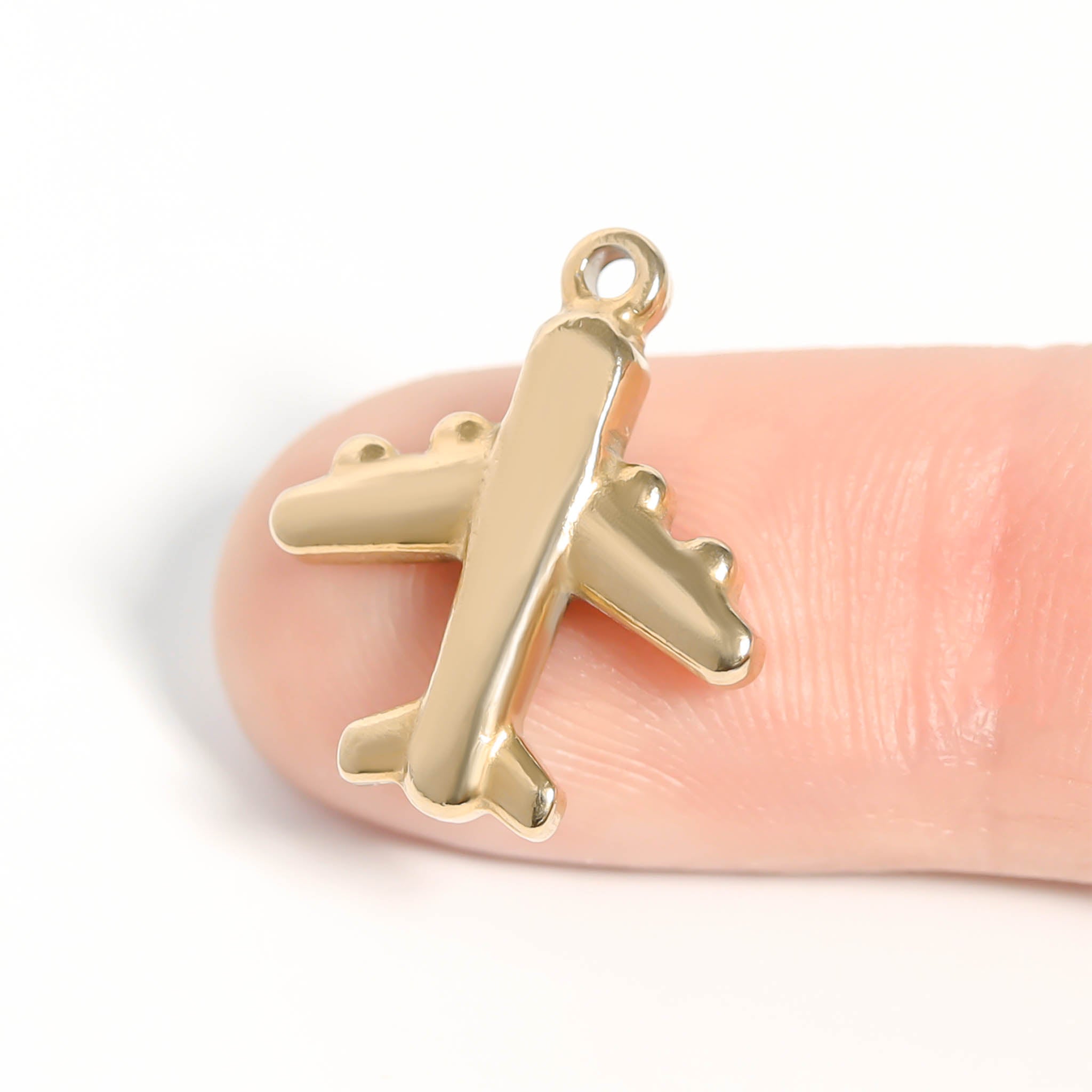 18K Gold PVD Stainless Steel Airplane Charm / PDL0095、mySite、dreamappss