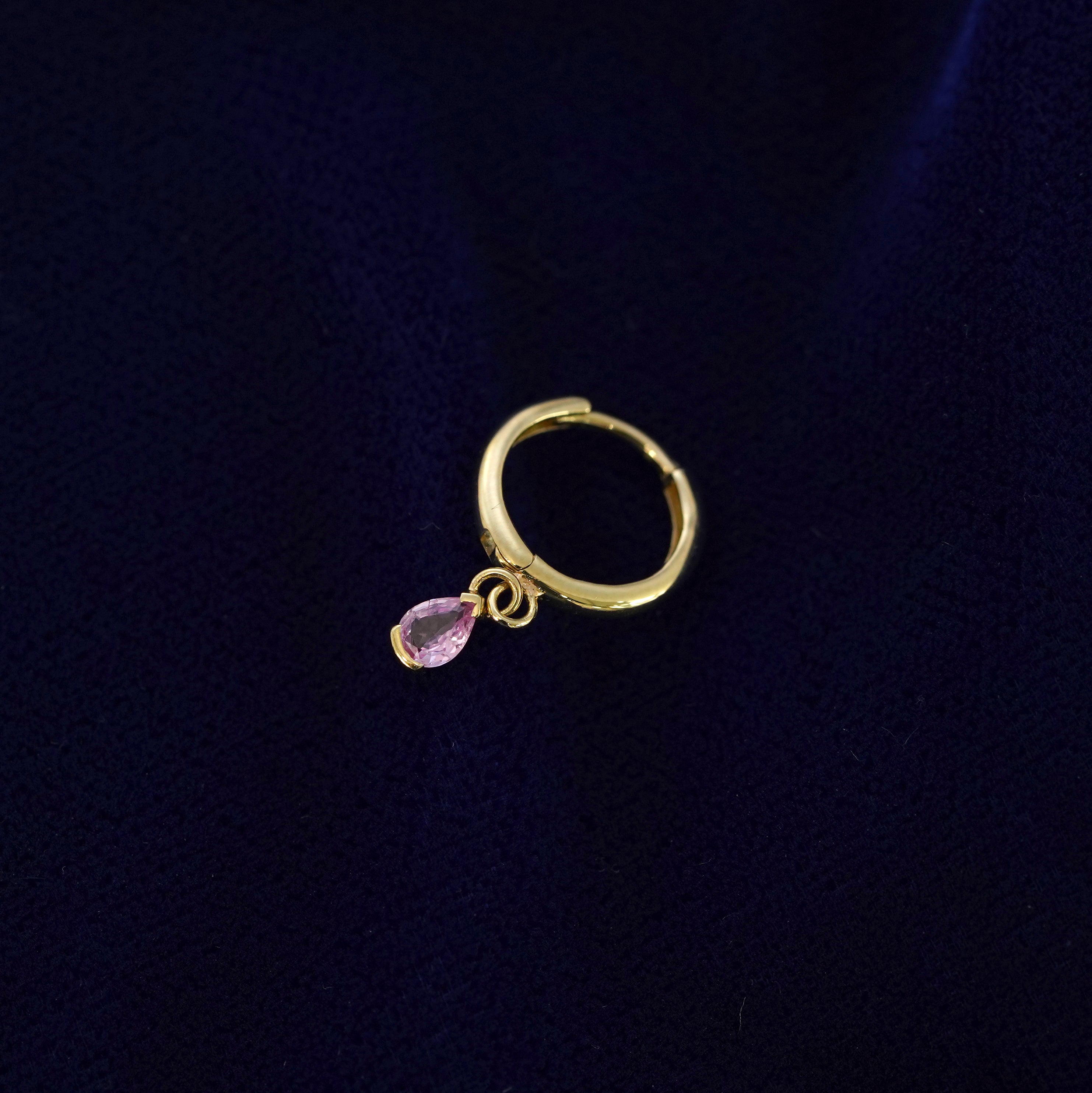 Pear Pink Sapphire Dangle Hoop、mySite、hinf8tx79