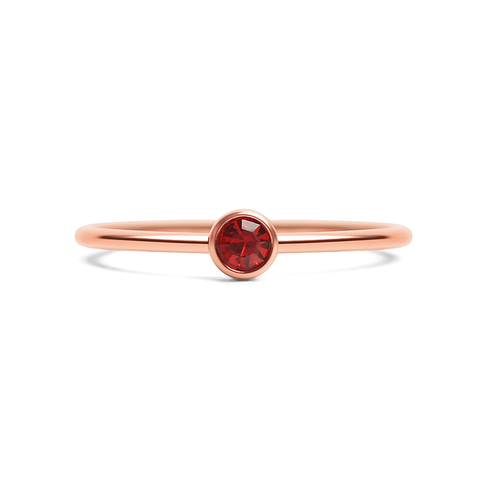18K Rose Gold PVD Stainless Steel Birthstone Stacking Ring Size 3 / ZRJ1002、mySite、dreamappss