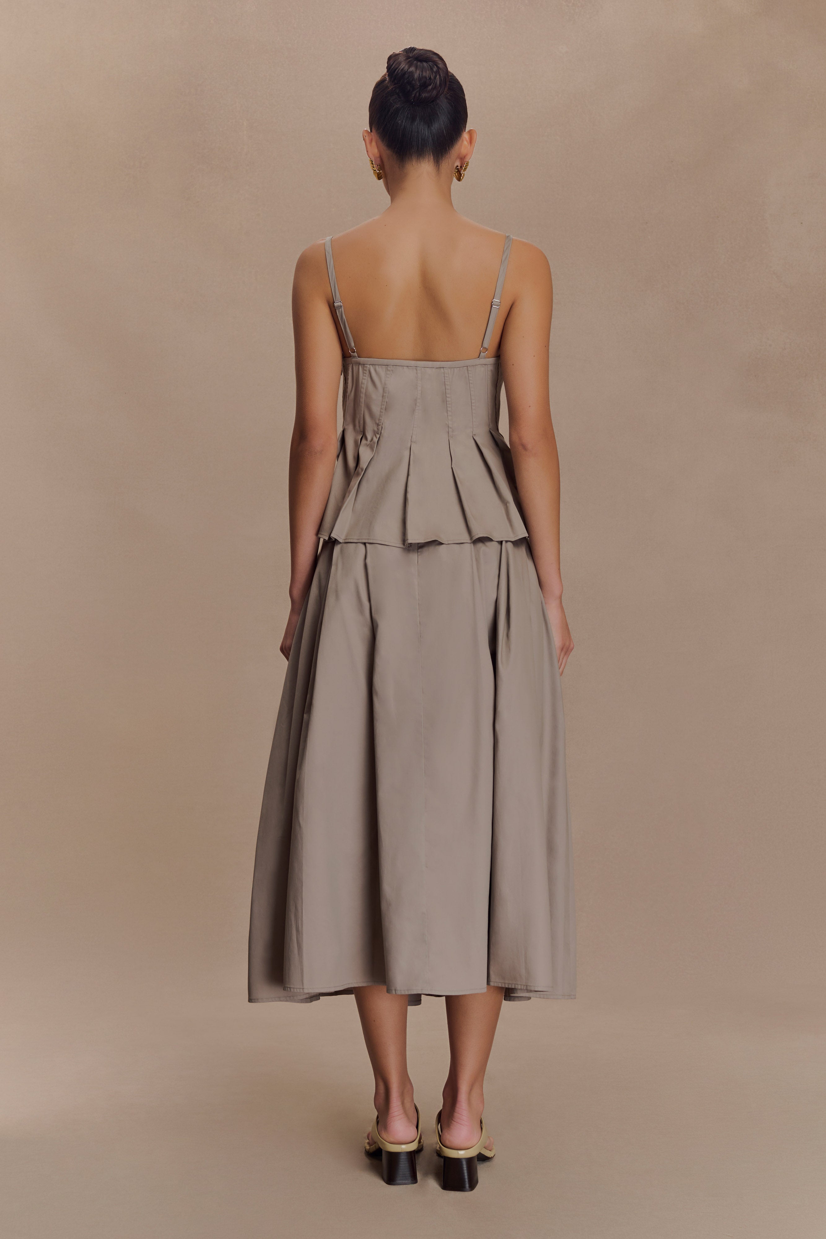 Mae A-Line Midi Skirt - Pebble Brown、mySite、solidvoid