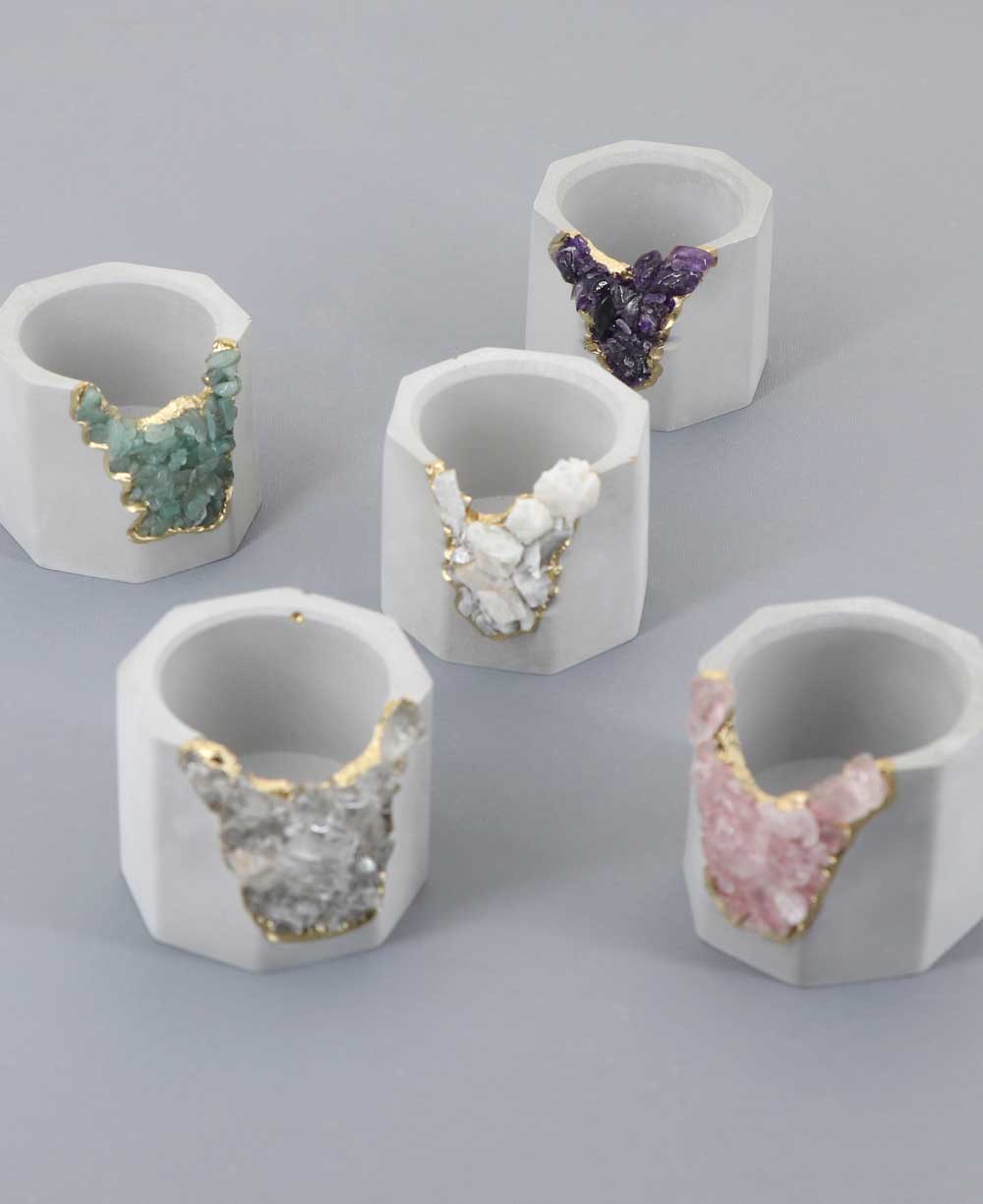 Small Gemstone and Concrete Air Plant or Tea-light Candle Holder、mySite、topwebapps