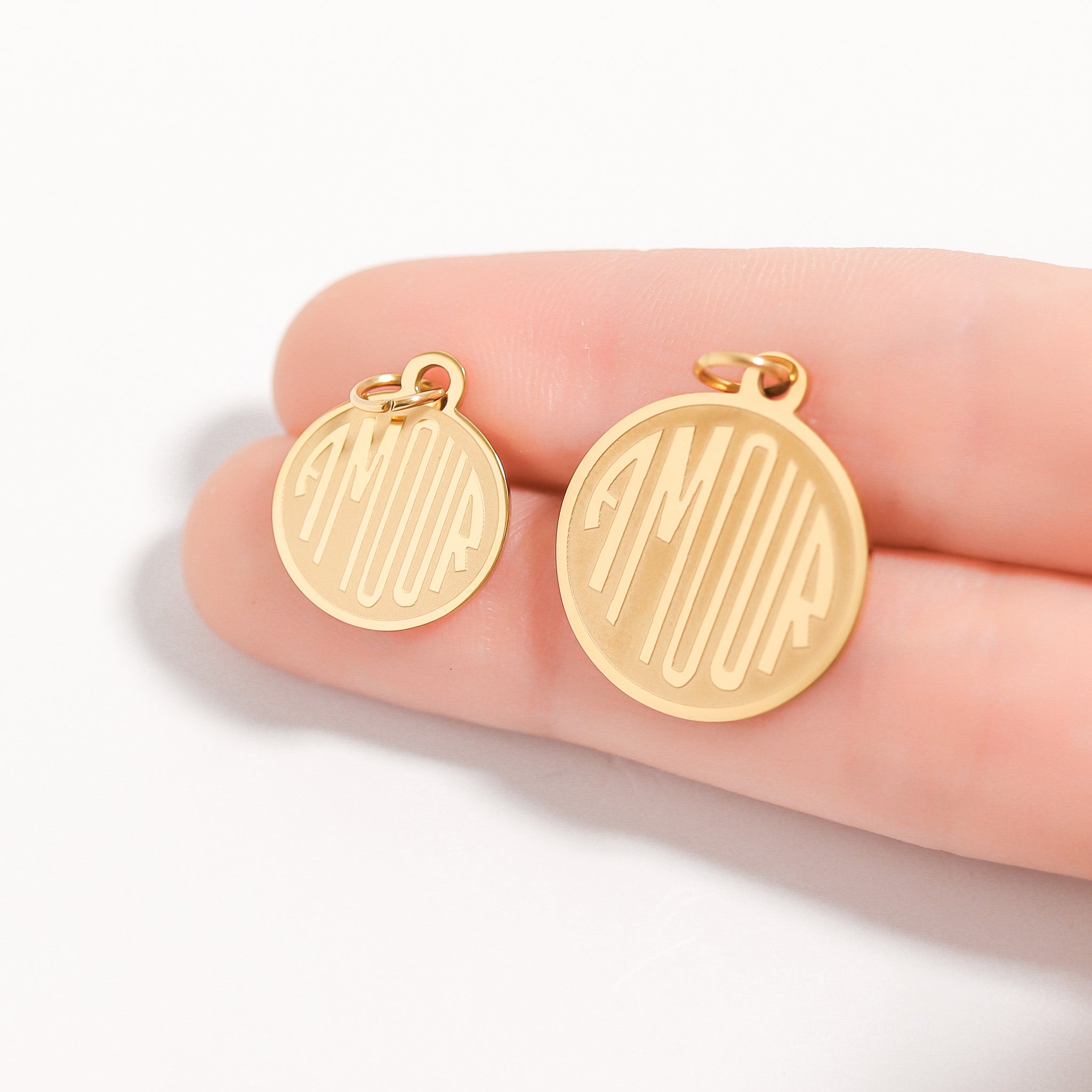 18K Gold PVD Stainless Steel Round Amour Charm / PDL0236、mySite、dreamappss