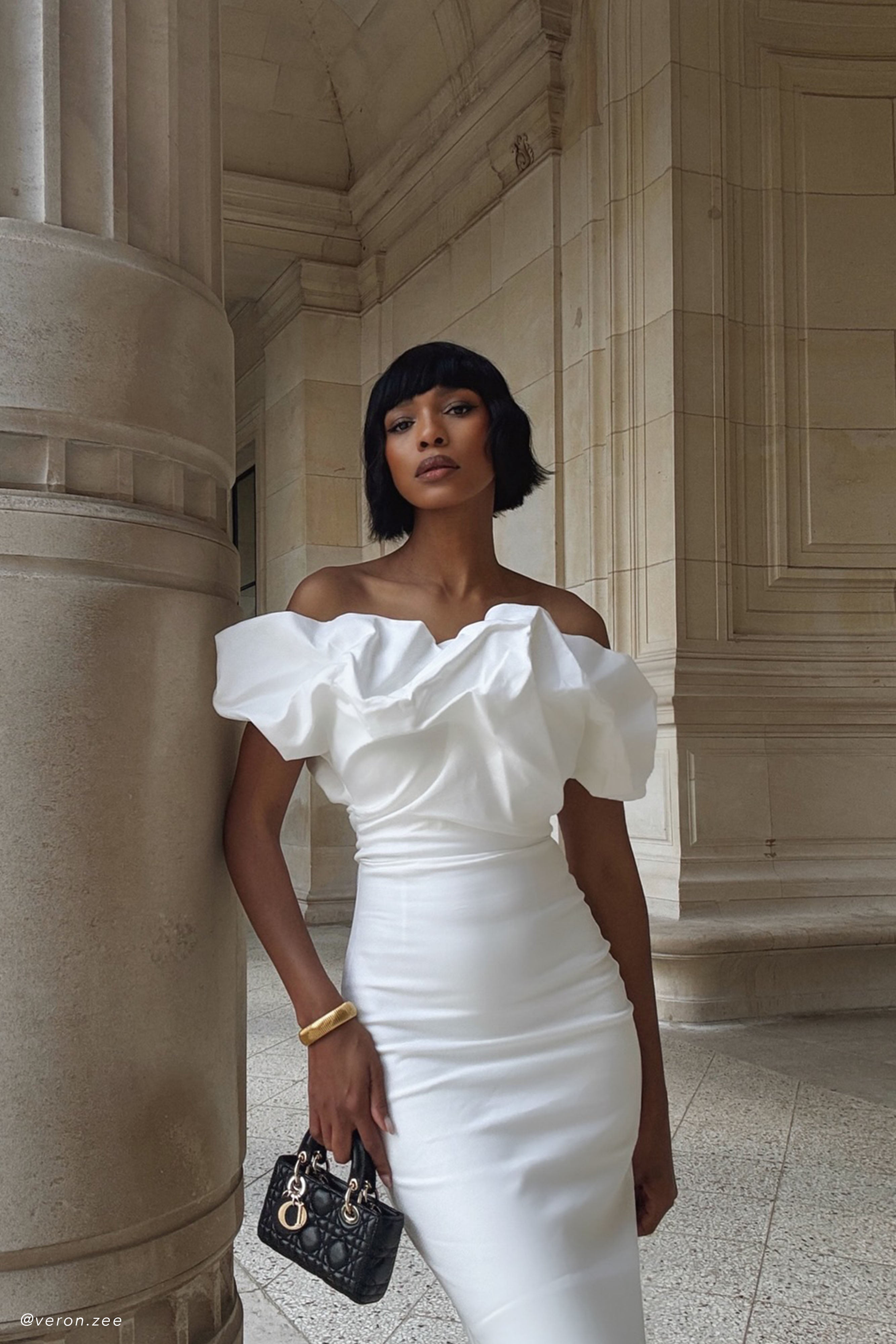 Sariya Sculptural Maxi Dress - White、mySite、solidvoid