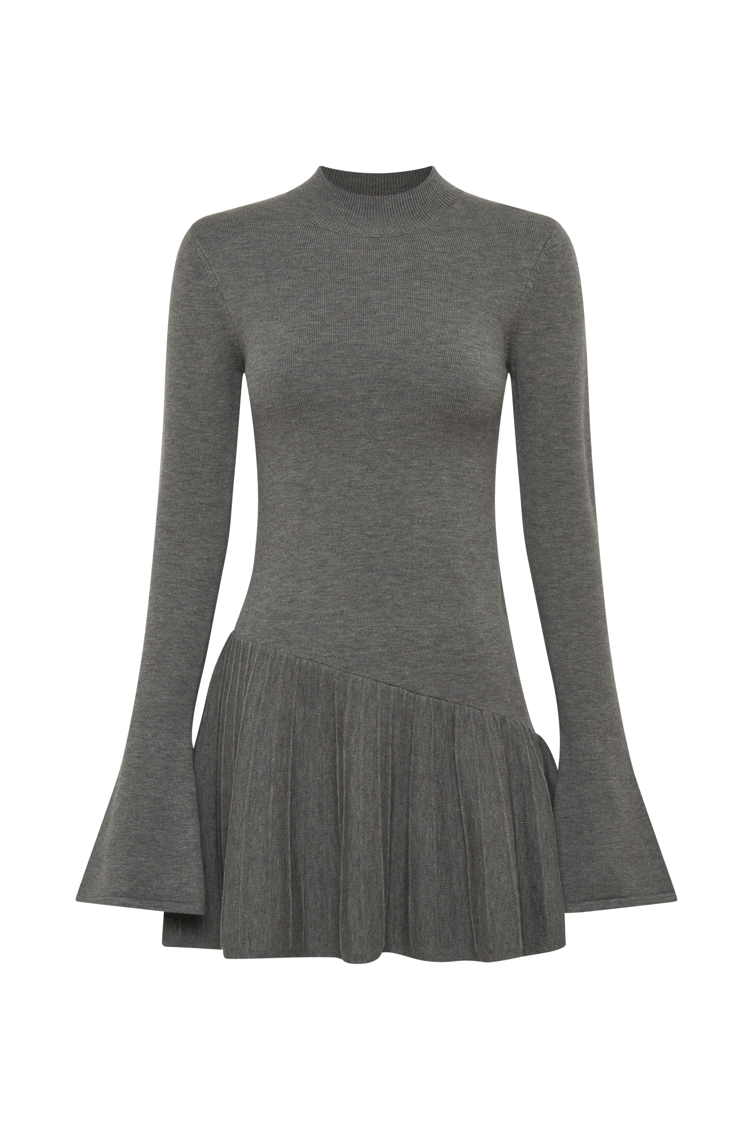 Blair Knit Mini Dress With Pleats - Charcoal、mySite、solidvoid