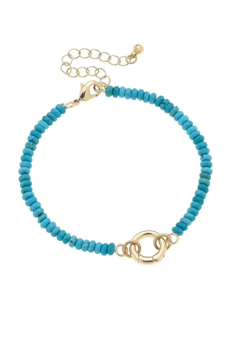 Lucy Gemstone Beaded Charm Bracelet Base in Turquoise、mySite、hinf8tx79