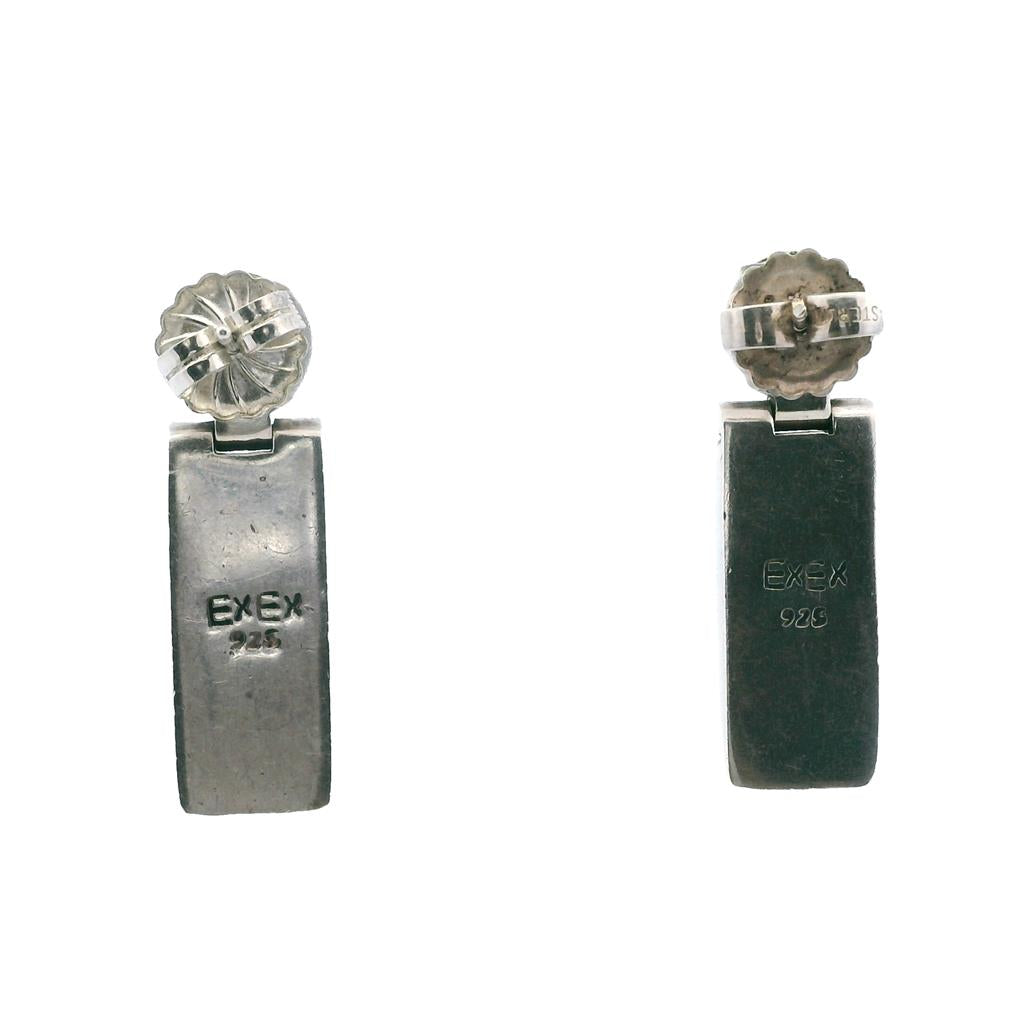  Estate Sterling Silver Treated Turquoise & Cultured Pearl Drop Earrings