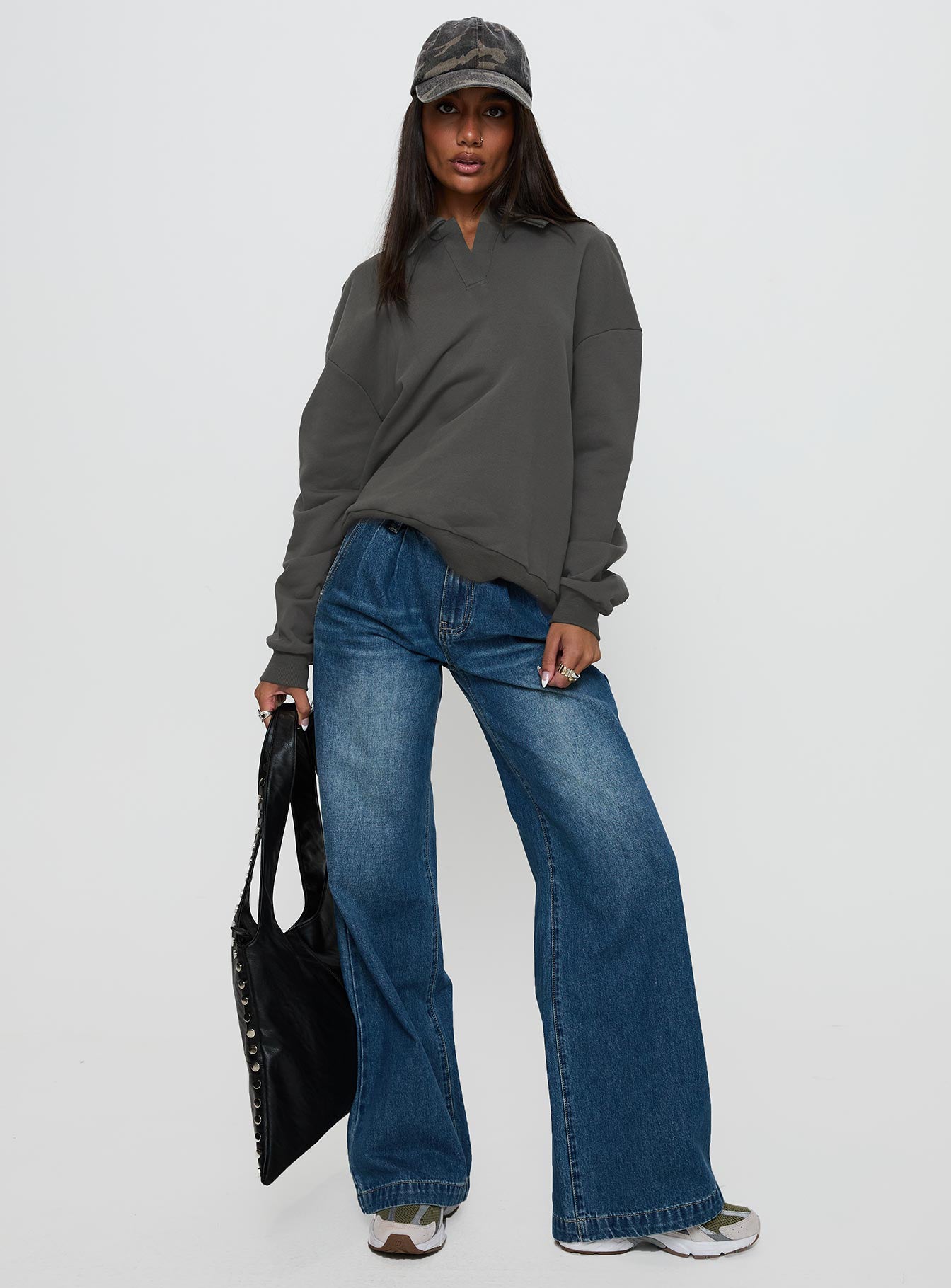 Back Around Collared Fleece Jumper Slate、mySite、solidvoid