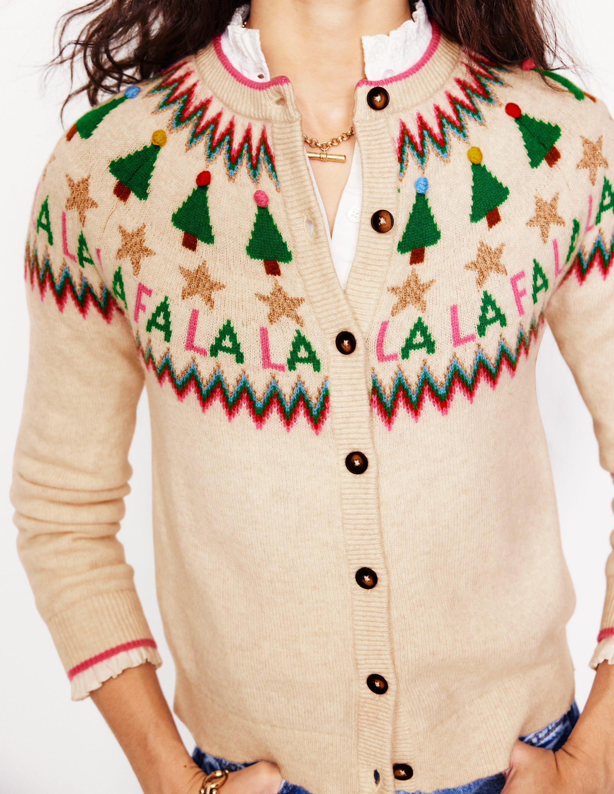  Edie Fair Isle Cardigan-Ecru Marl, Fa La La、mySite、ashleygrahame