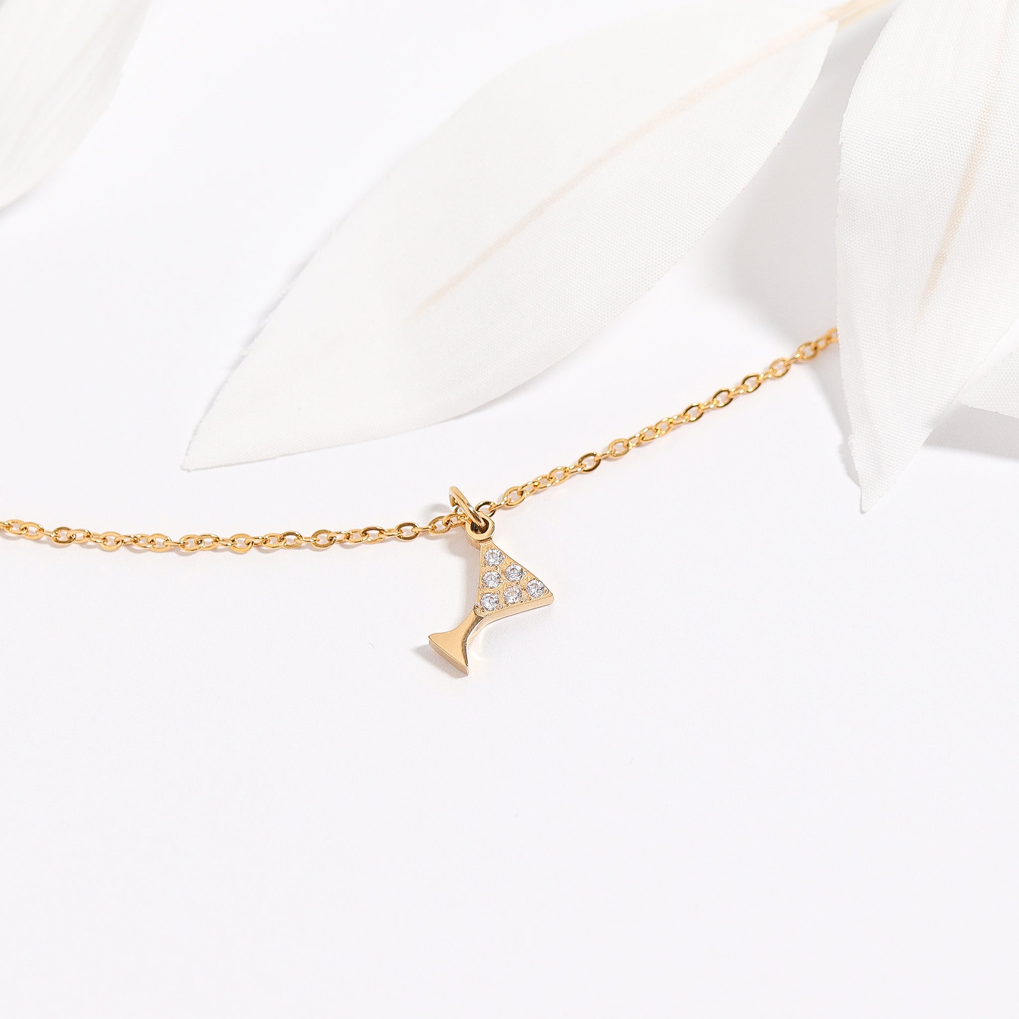 18K Gold PVD Stainless Steel CZ Martini Glass Charm / PDL0145、mySite、dreamappss