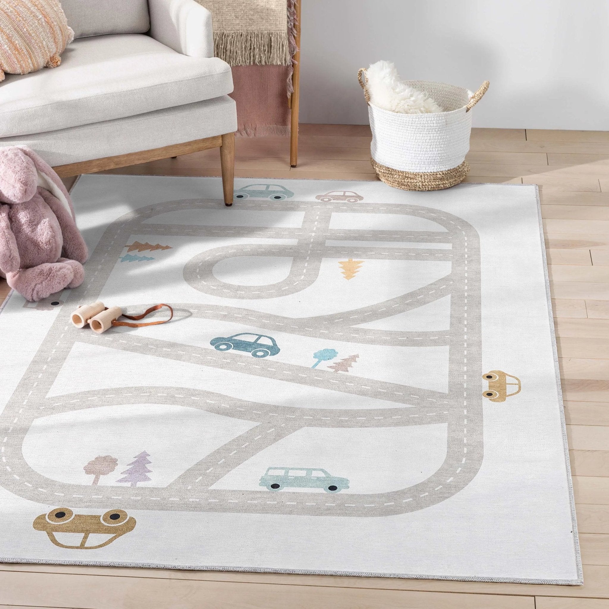 Playful Roads Modern Grey Area Flat-Weave Rug、mySite、gigharbornorthrealestate