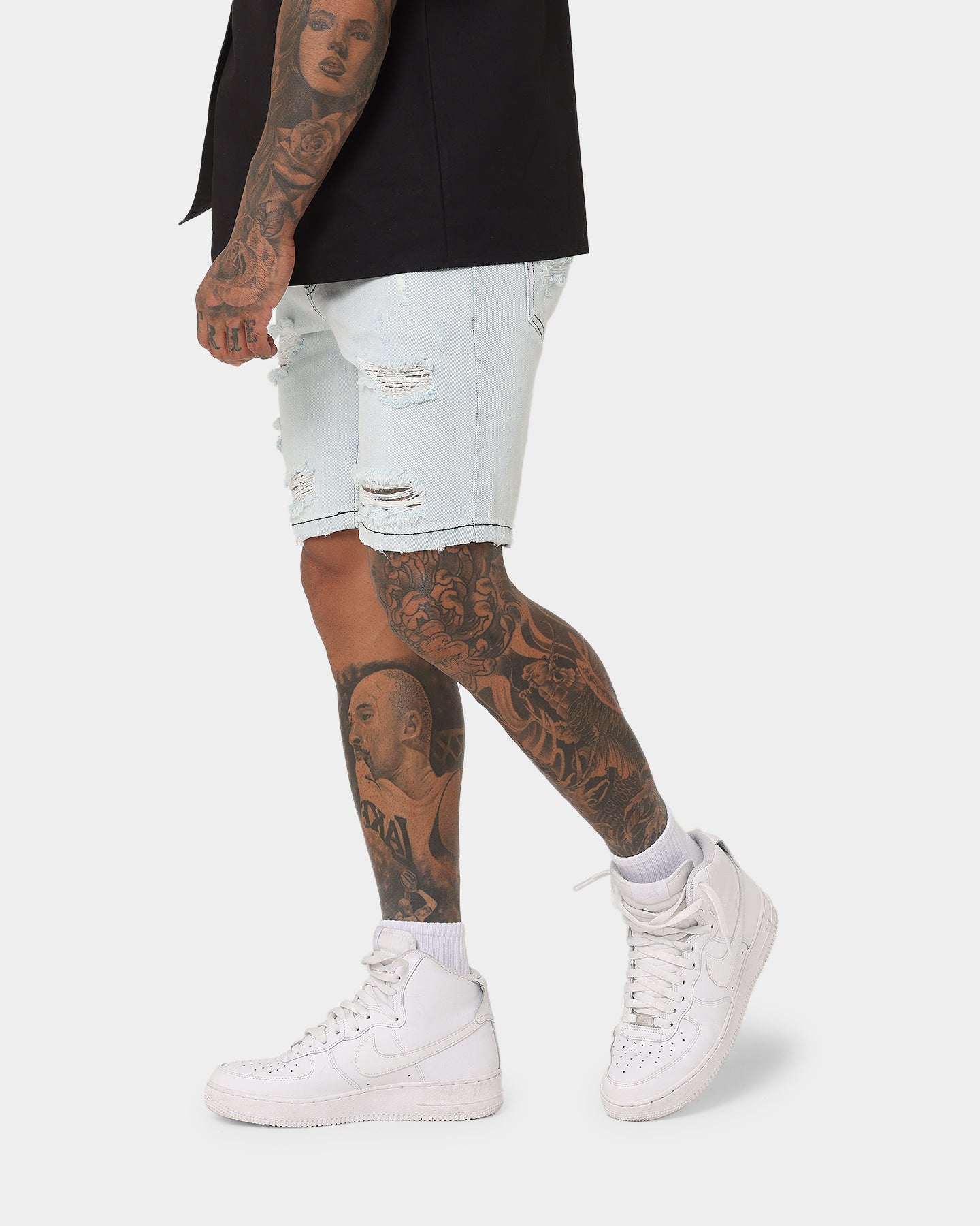 Saint Morta Destroyer Distressed Shorts Ice Blue、mySite、zt4zffjzw