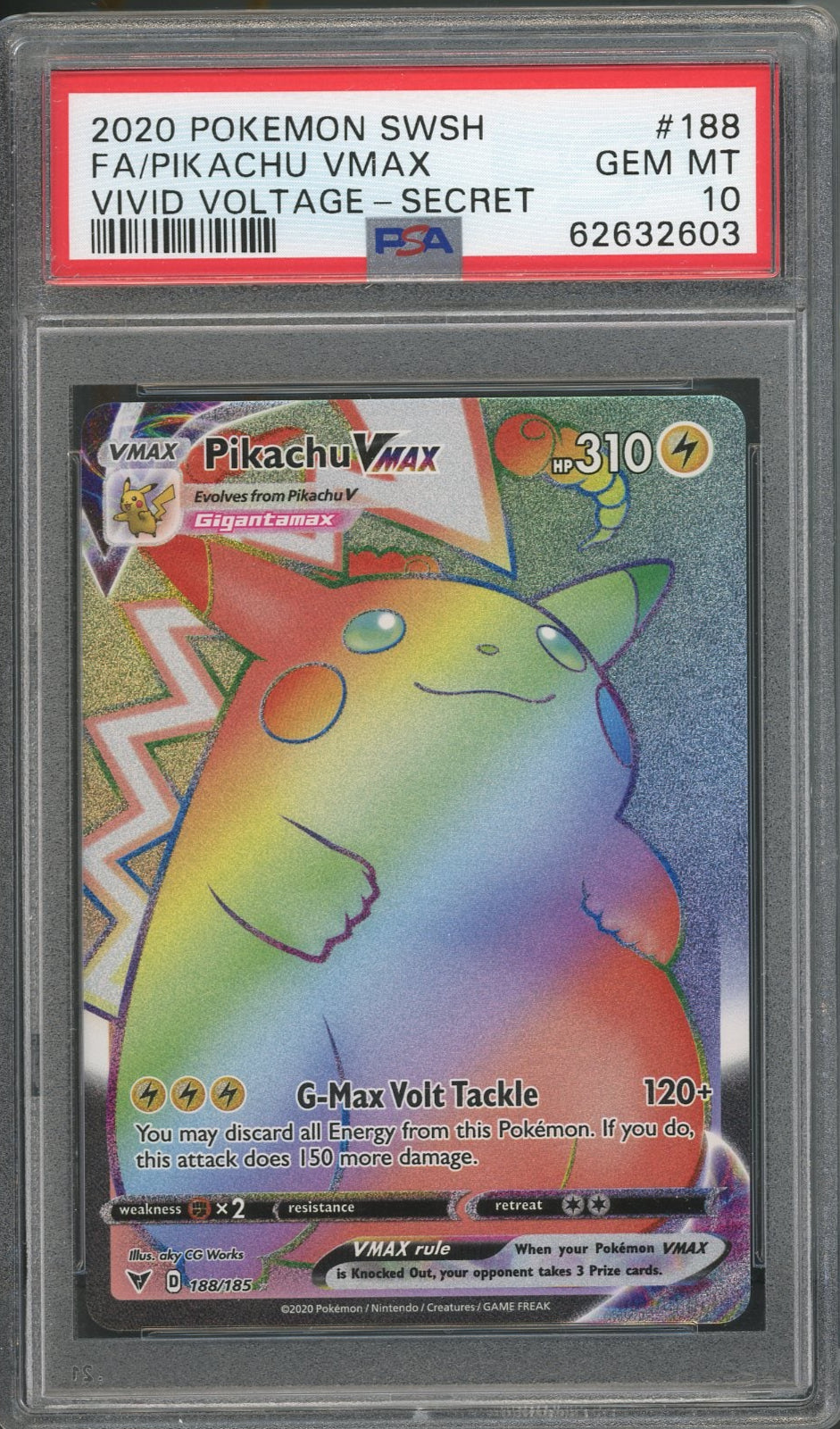 Pikachu VMAX #188 Secret Rare PSA 10 Pokemon Sword & Shield Vivid Voltage 2020、mySite、waistdrama