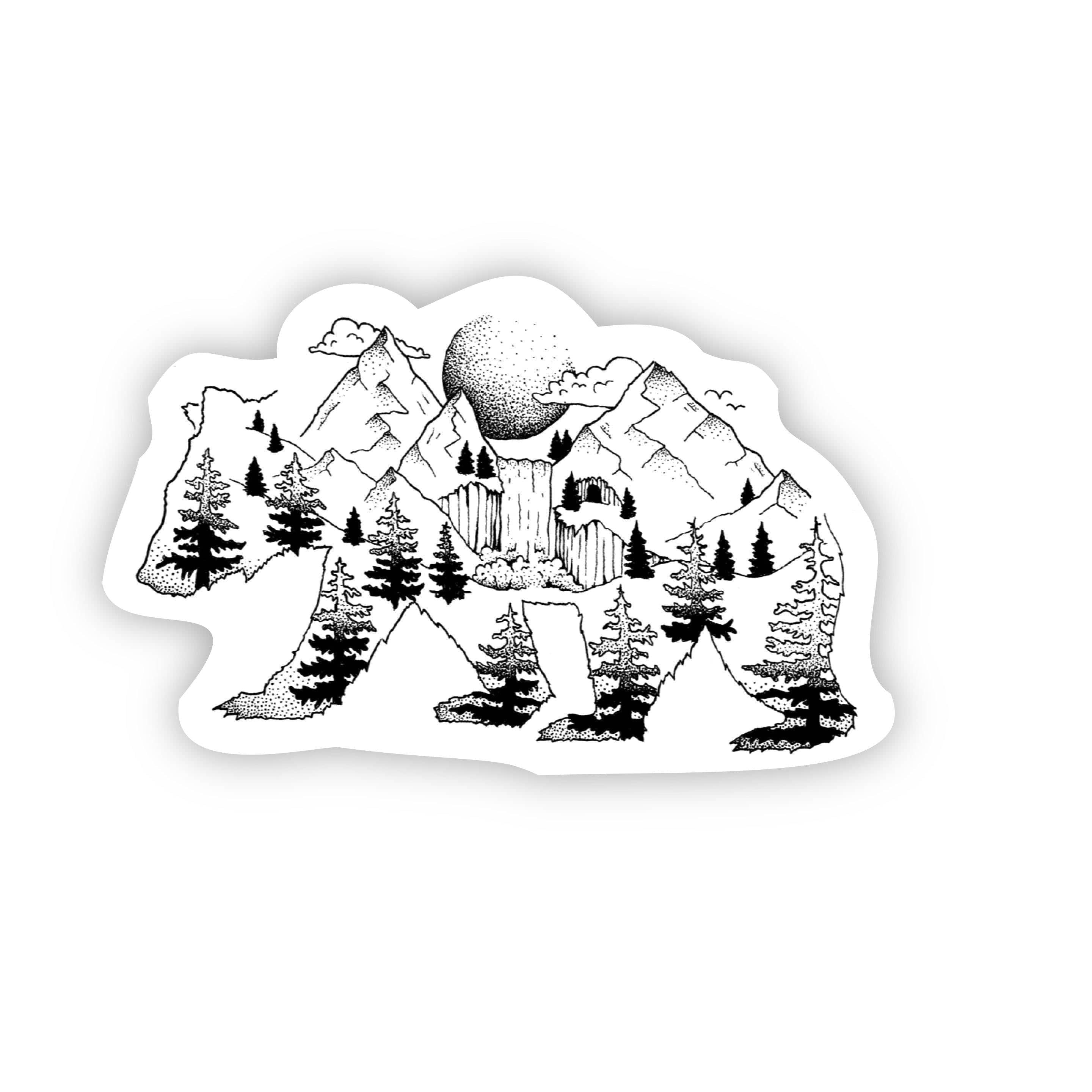  Bear Nature Sticker Black & White、mySite、elrpsem3k