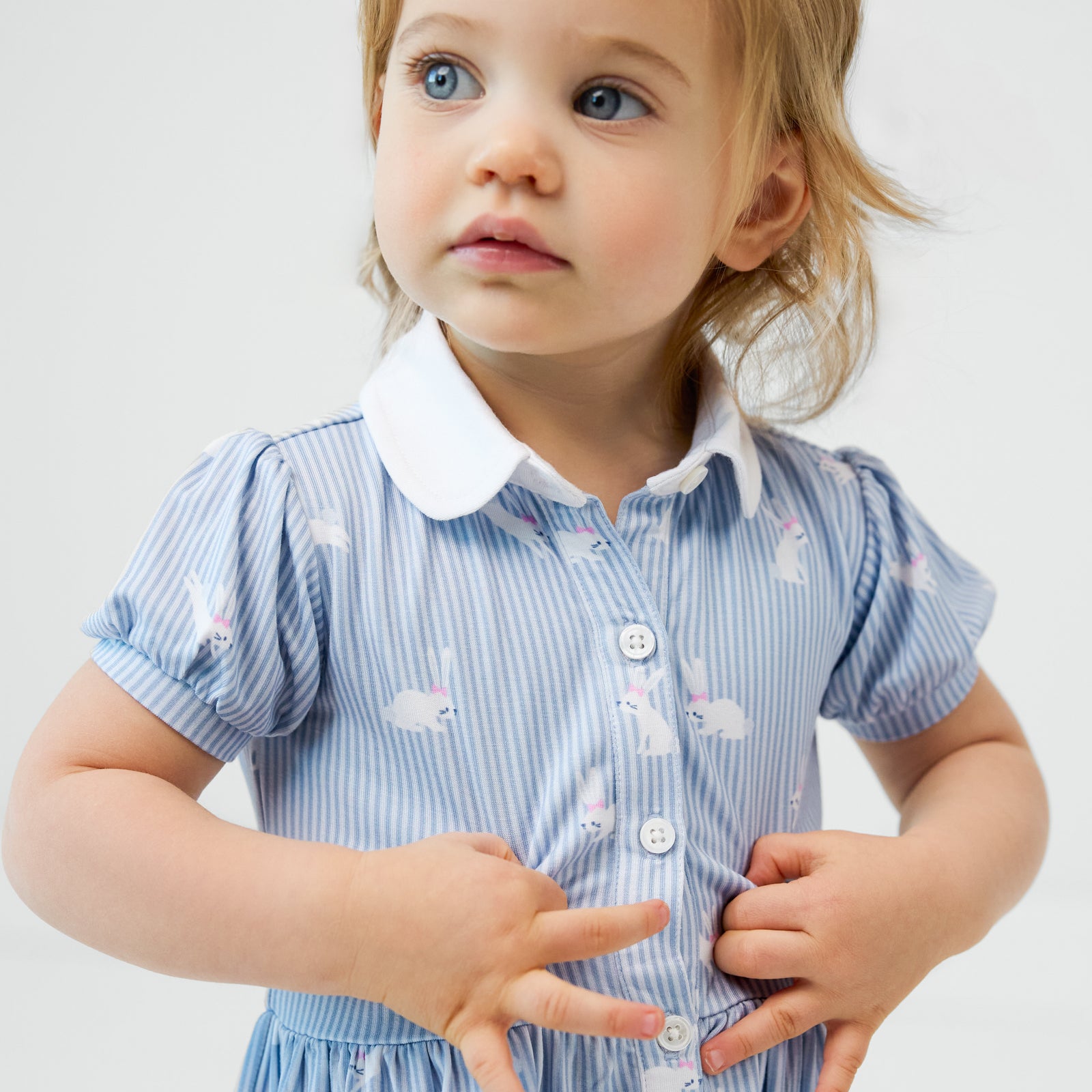 Bunny Stripe Button Down Dress with Bloomer、mySite、g9winljtr