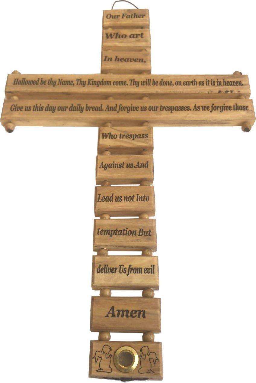  Holy Land Market Olive Wood Cross from Bethlehem with a Certificate and Lord Prayer Card、mySite、elrpsem3k