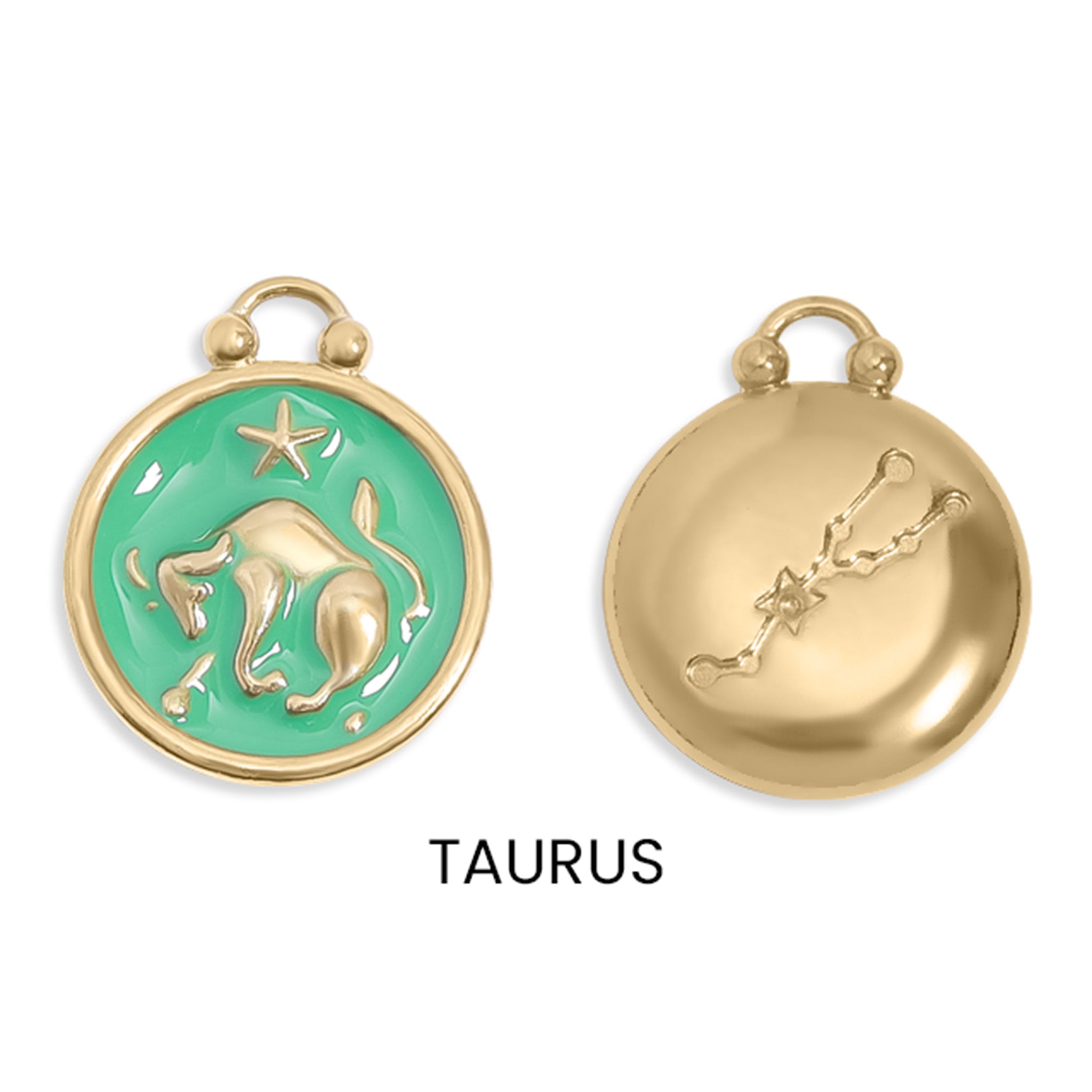 18K Gold PVD Stainless Steel Epoxy Filled Zodiac Pendants / PDL0218、mySite、dreamappss