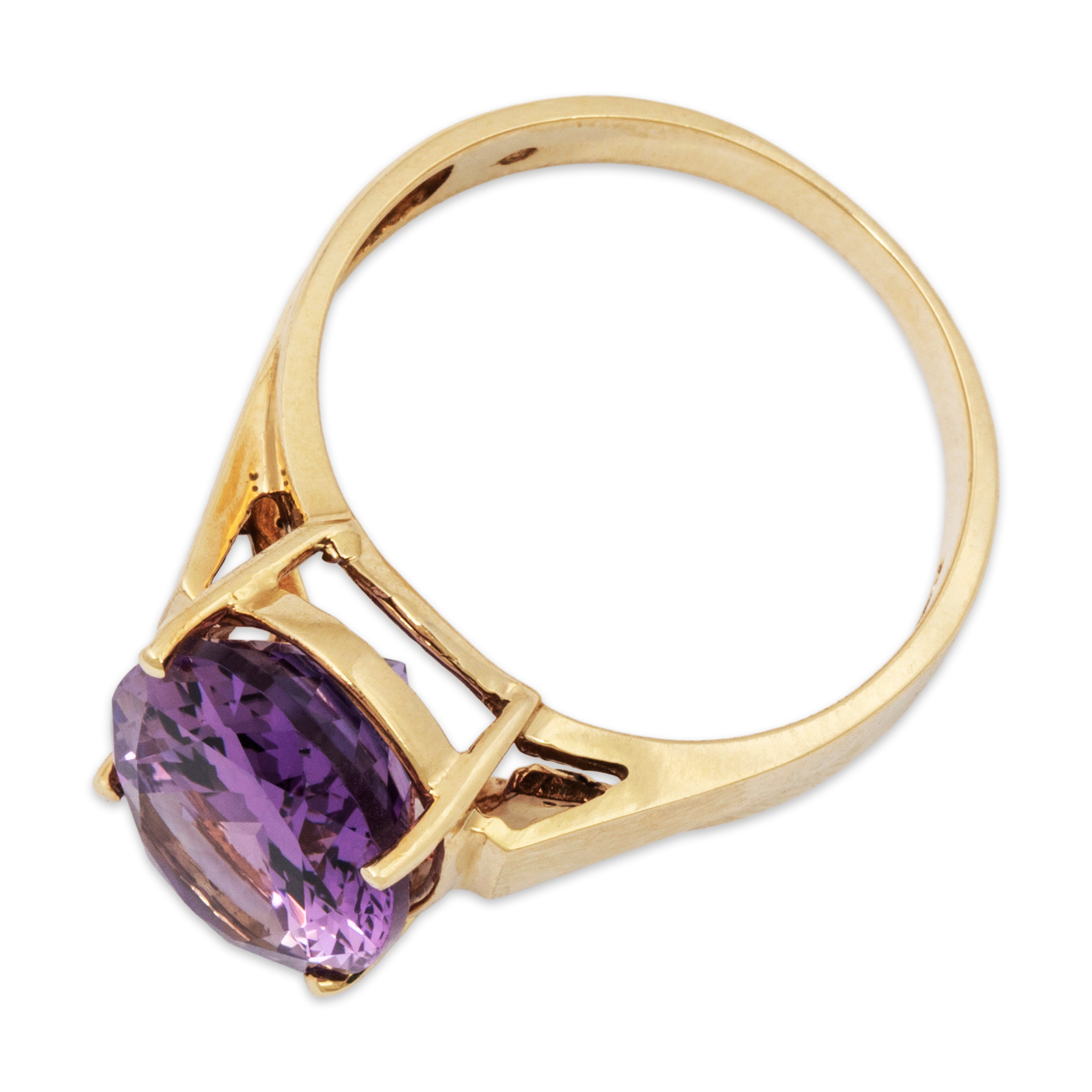 Vintage 10k Yellow Gold 5ct Amethyst Modern Solitaire Statement Ring 8.00、mySite、hinf8tx79