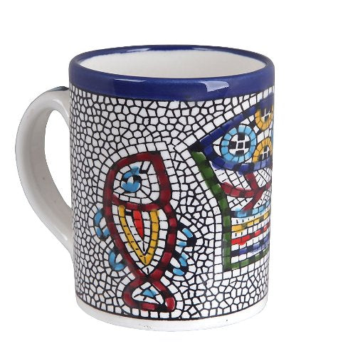  Tabgha or Fish and Bread Multiplication Miracle Armenian Ceramic Cup - Meduim (3.2 inches or 8 cm)、mySite、elrpsem3k