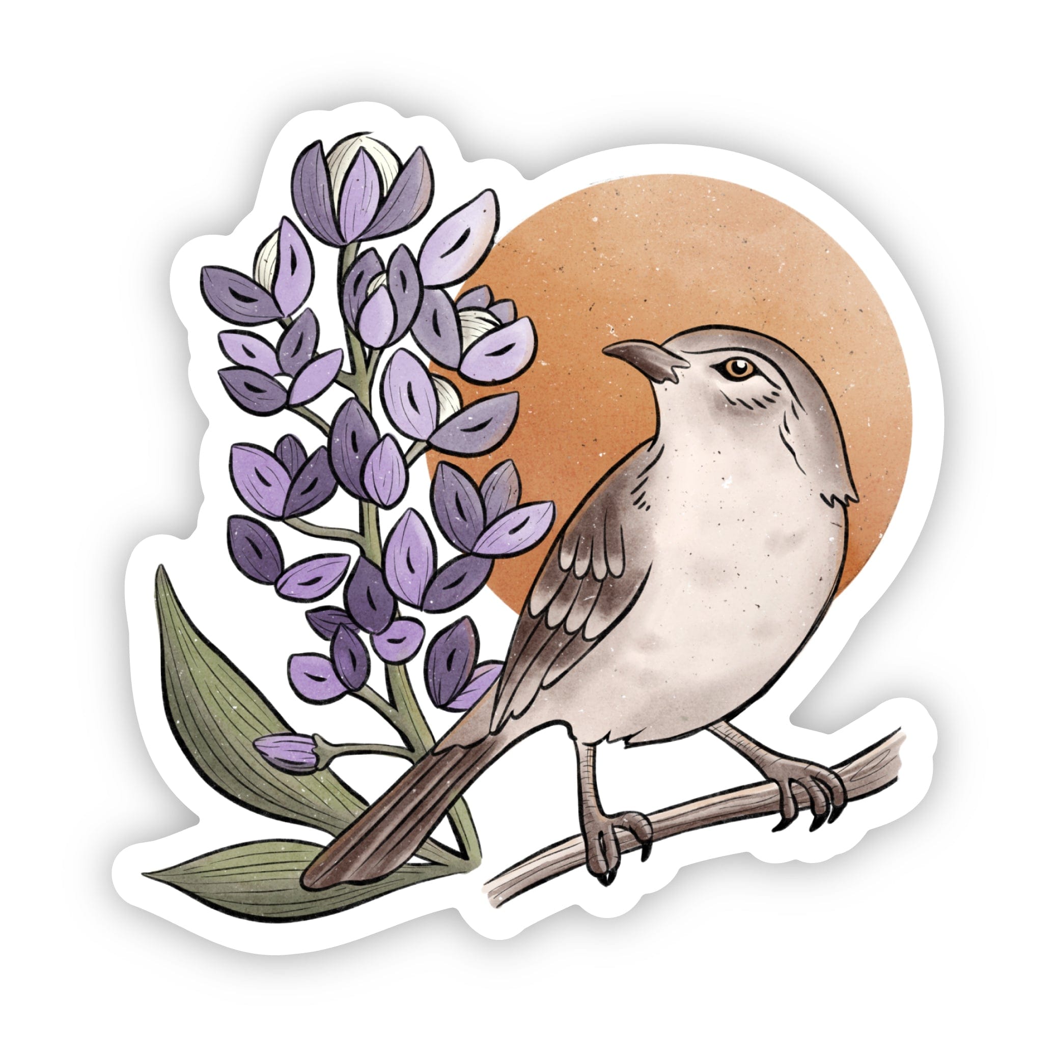  Texas Bluebonnet Flower And State Bird Sticker、mySite、elrpsem3k