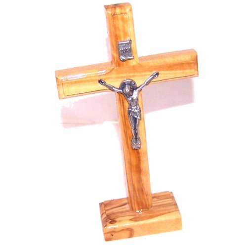  Olive Wood Table or Standing Latin Crucifix from Bethlehem (13.5 cm or 5.3 inches high)、mySite、elrpsem3k