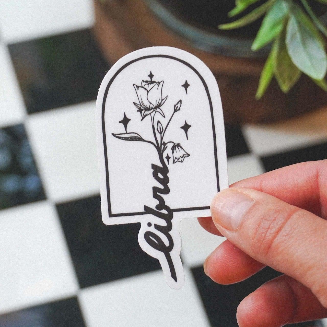  Libra Bluebells & Large Rose Zodiac Sticker、mySite、elrpsem3k