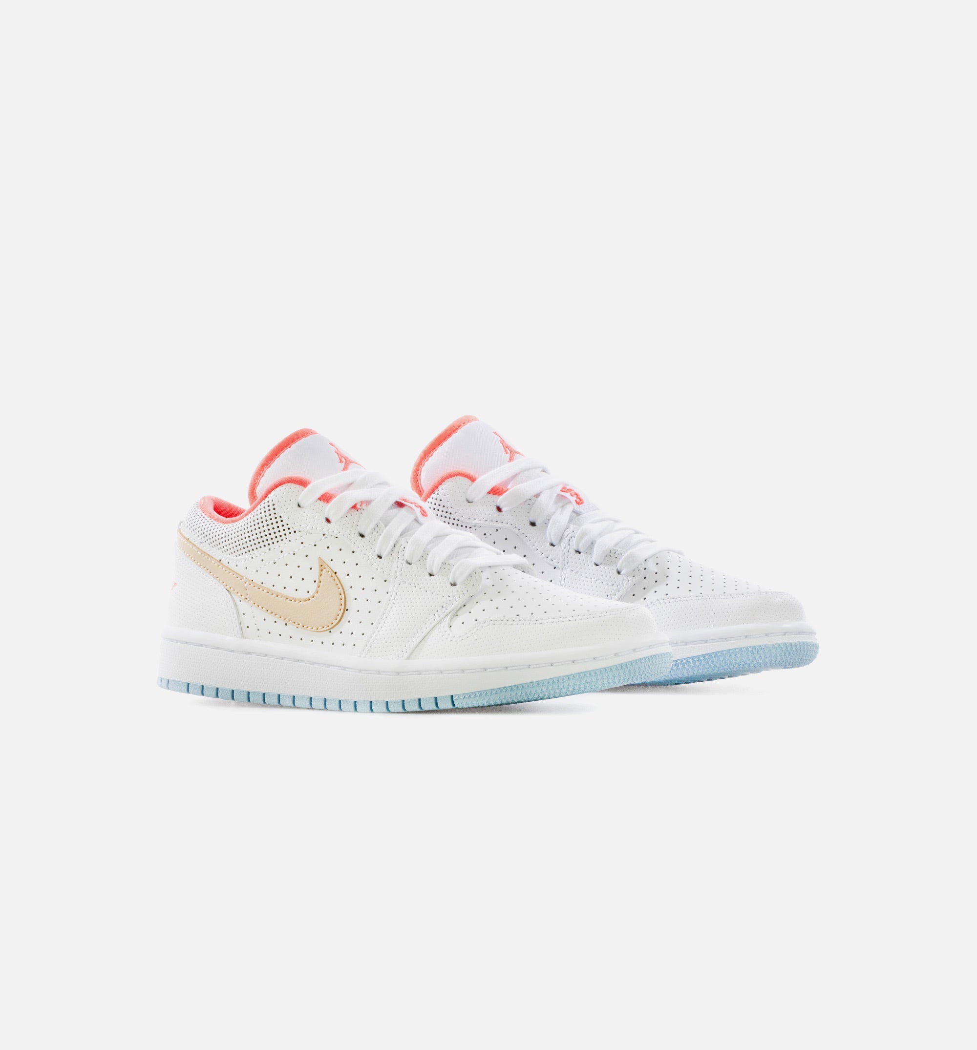 Air Jordan 1 Low White Sesame Womens Lifestyle Shoe - White/Sesame/Flash Crimson/Psychic Blue、mySite、dreamappss