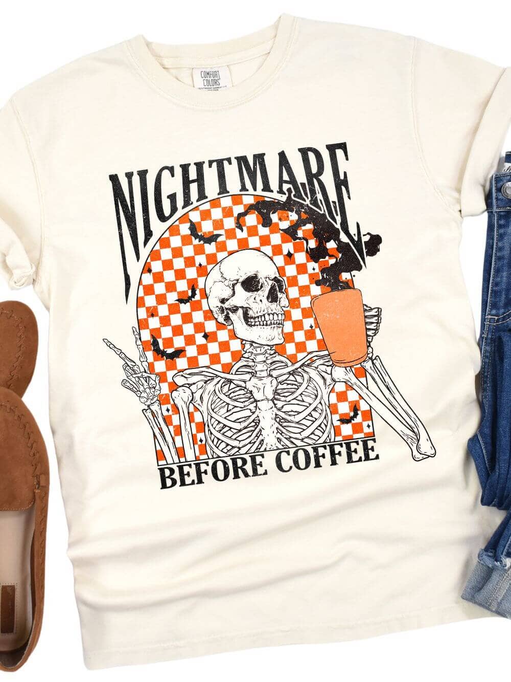 Nightmare Before Coffee Comfort Colors Garment Dyed Unisex Graphic T-Shirt、mySite、camillekostekn
