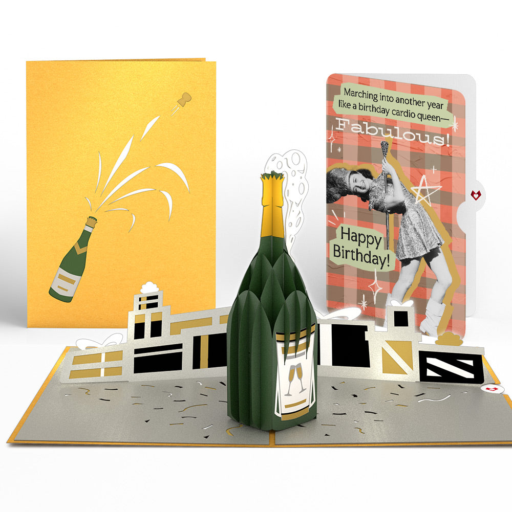 Champagne Celebration Birthday Pop-Up Card and Cardio Queen Sentiment Set、mySite、solidvoid