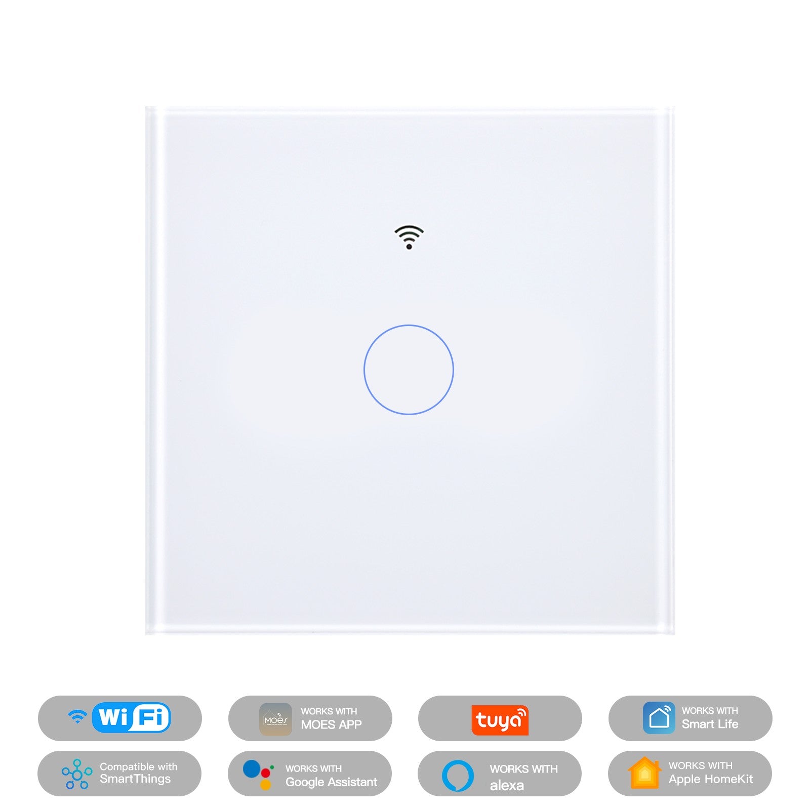 Matter WiFi Smart Light Switch Glass Panel Neutral Wire Required EU Standard、mySite、fannypackpong