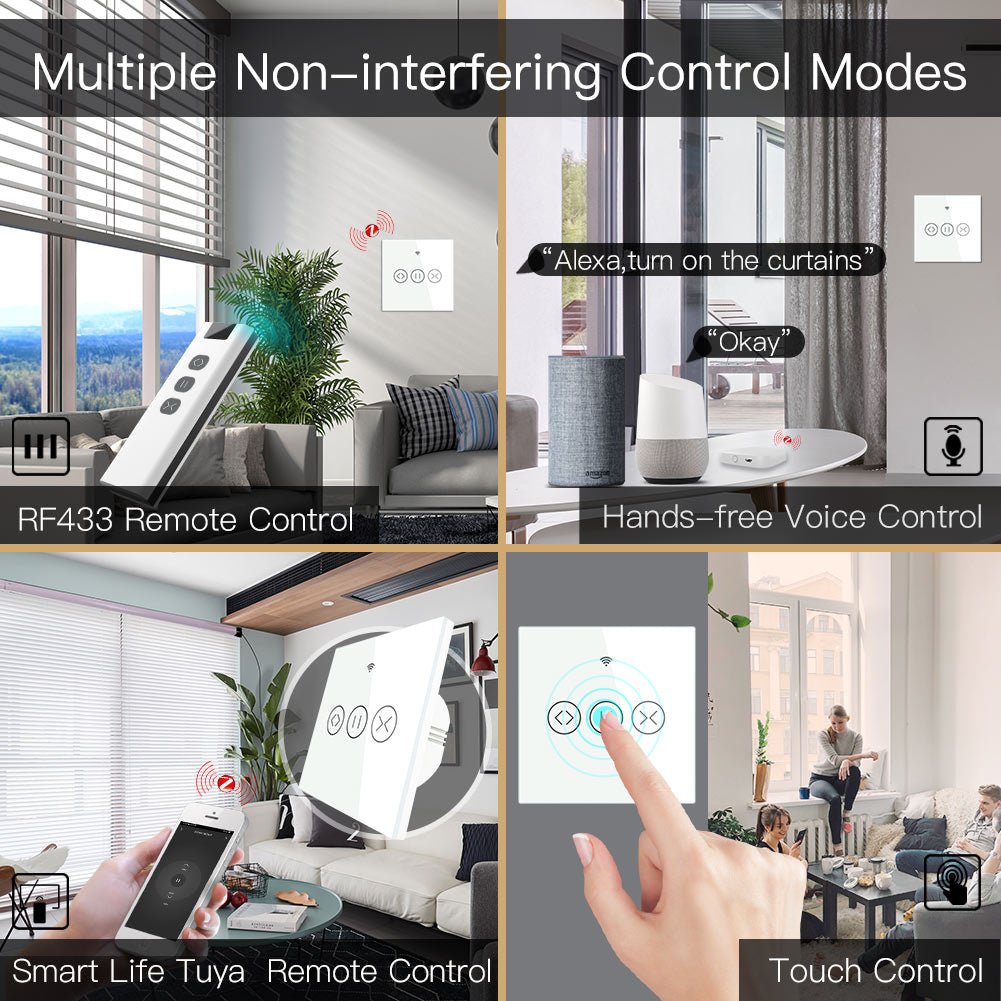 MOES ZigBee Curtain Switch Smart Touch RF Roller Blinds Shutter Switch EU、mySite、fannypackpong