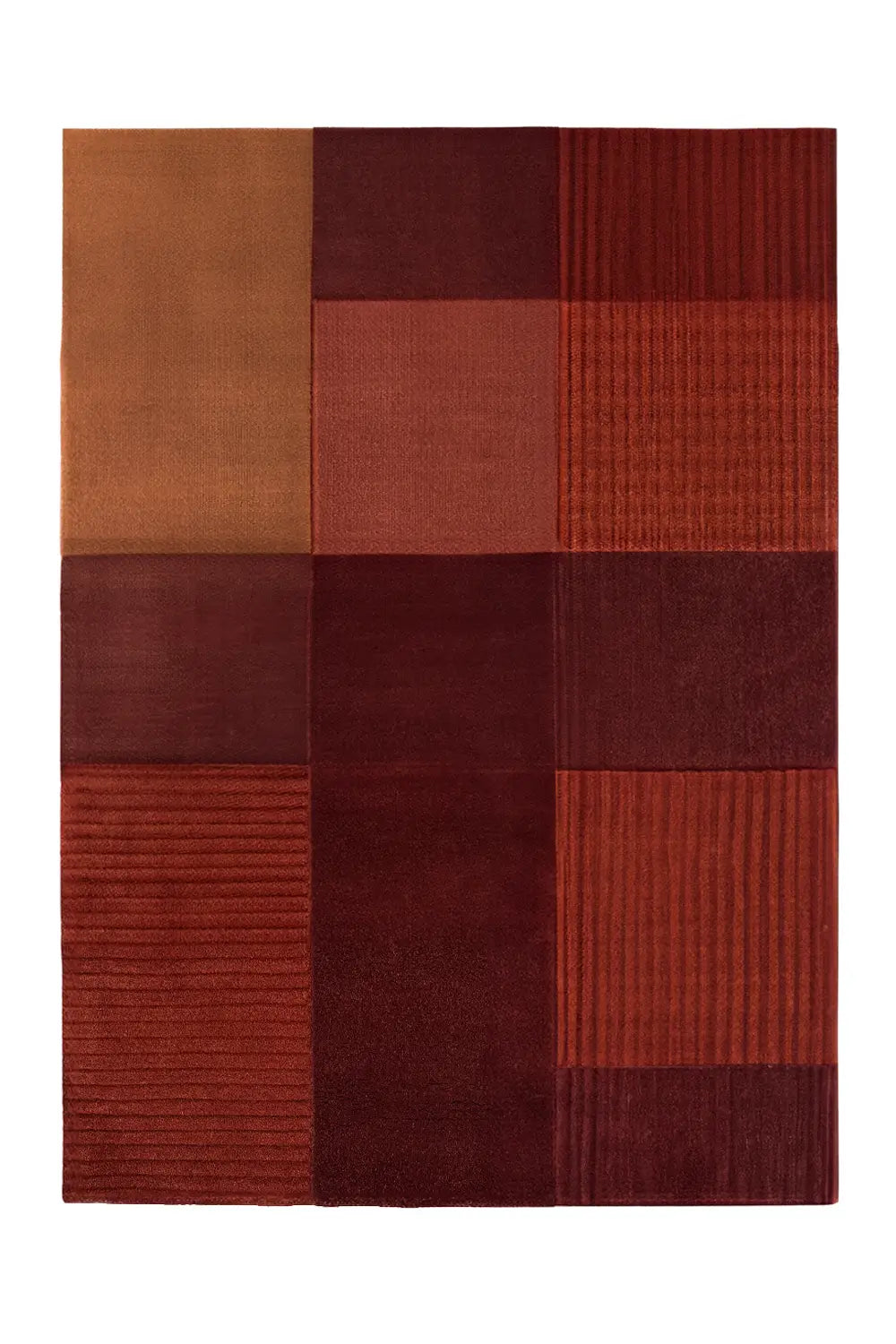 Terracotta Block Brown Hand Tufted Wool Rug、mySite、gigharbornorthrealestate