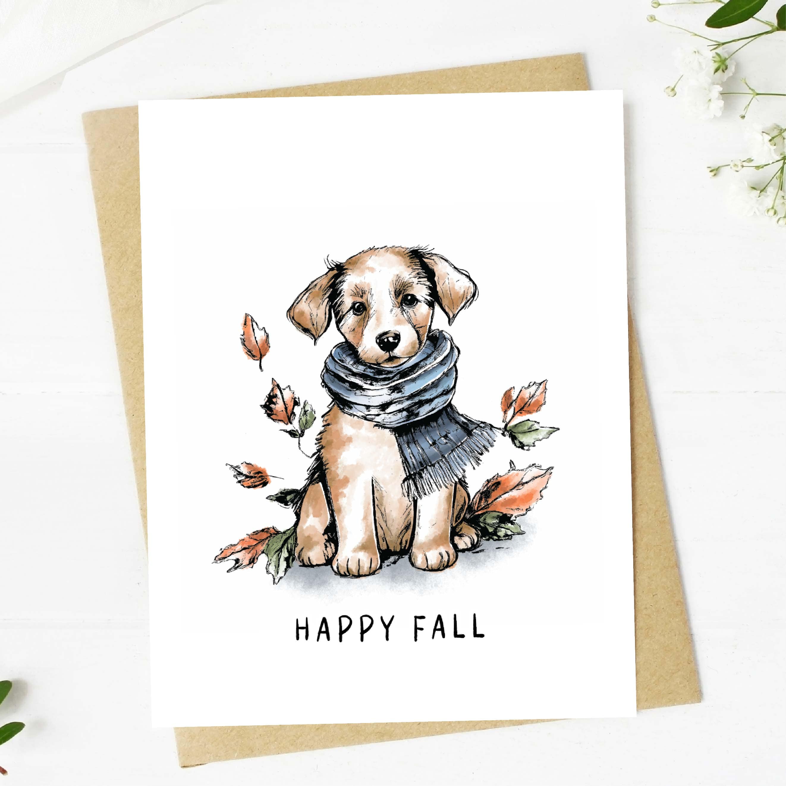  Happy Fall Cute Puppy Greeting Card、mySite、ghnorth