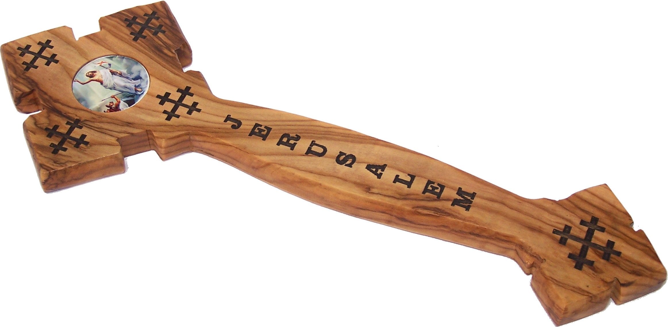 Holy Land Market Blessing Hand or Priest Hand Carved Olive Wood Eastern Cross with Two Icons Model I - 9 Inches、mySite、topwebapps