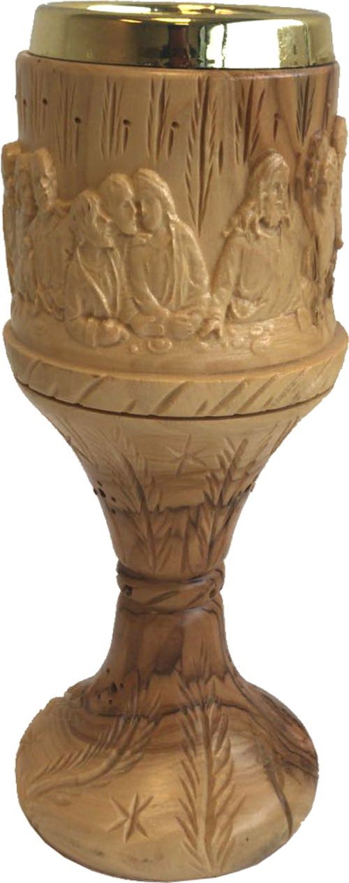 Hand Carved Last Supper Olive Wood Wine Goblet or Cup Extra Large - 10 Inches high、mySite、topwebapps