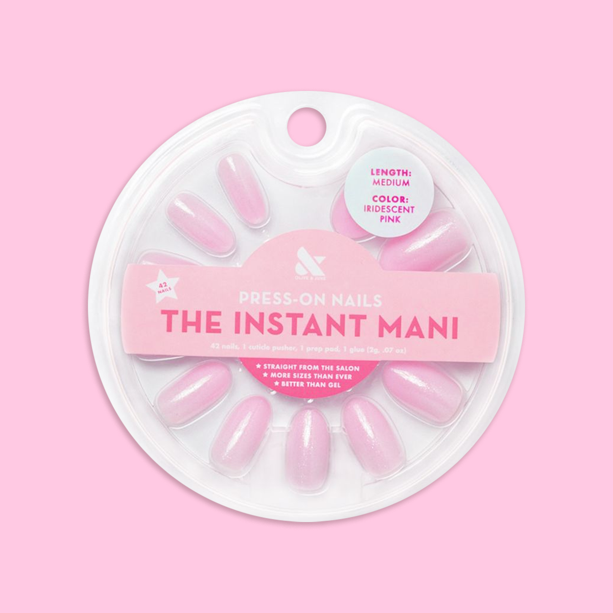 Iridescent Pink - Press-On | Medium | Oval - Part of Set、mySite、solidvoid