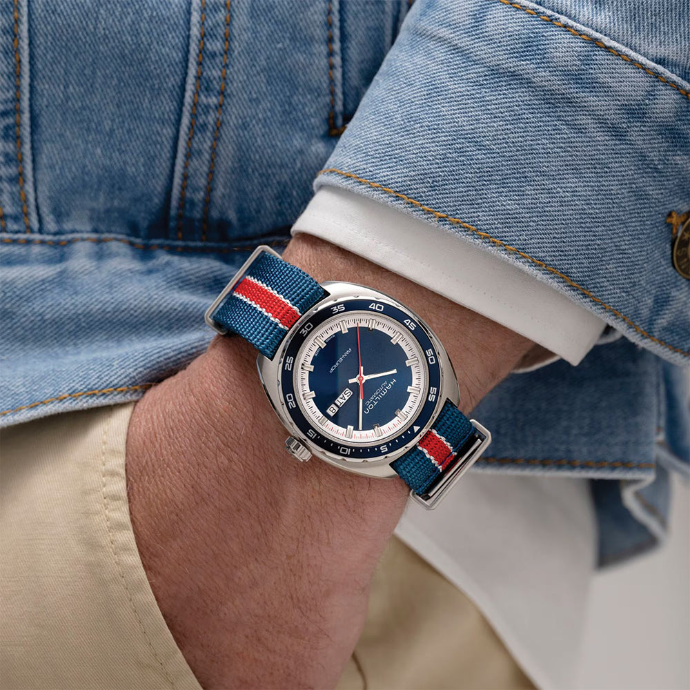  American Classic Pan Europ Day Date Auto 42mm - Blue on Leather and Two-Piece Strap