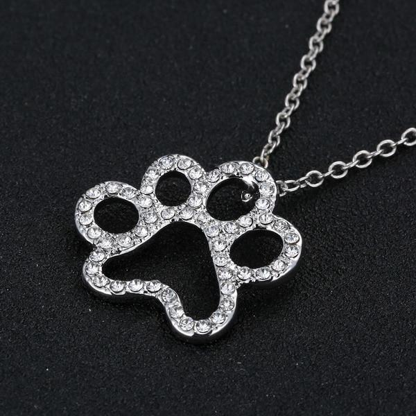 Paw Necklace, Fashion Silver Plated Black and White or White CZ Pet Paw Necklace-So Sweet for the Pet Lover!!、mySite、g9winljtr