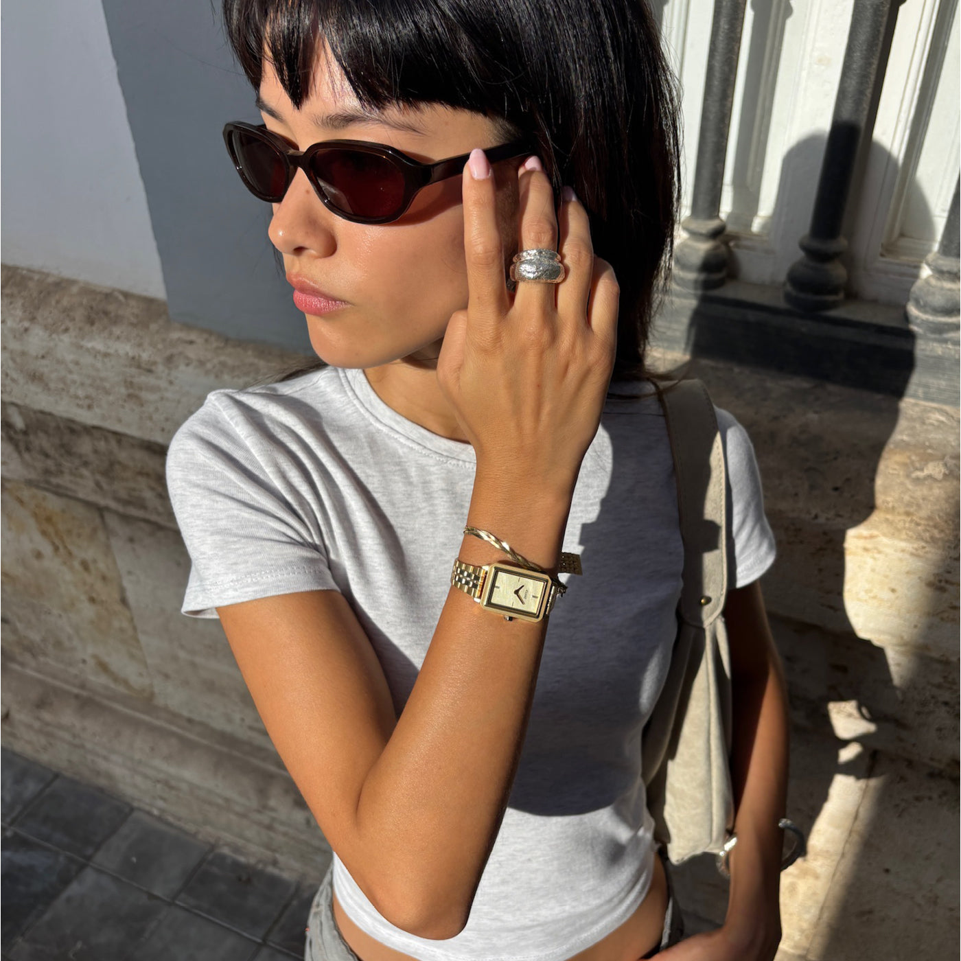 Fluette Watch Steel, Sand Texture Full Gold Colour、mySite、botmansion