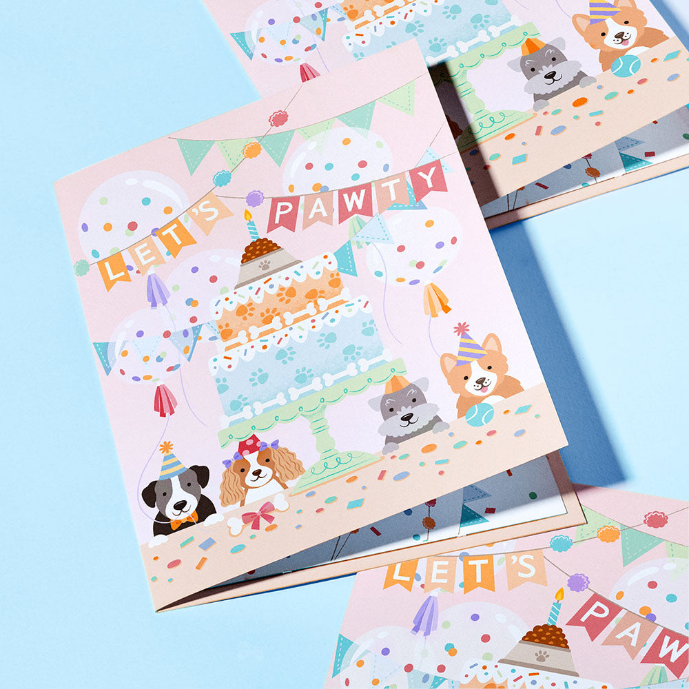 'Let's Pawty' Birthday Dog Plushpop Card、mySite、solidvoid