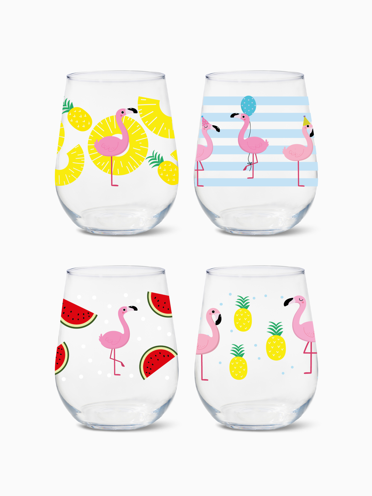 Let's Fla-mingle - RESERVE 16oz Stemless Wine Tritan Copolyester Glass、mySite、camillekostekn