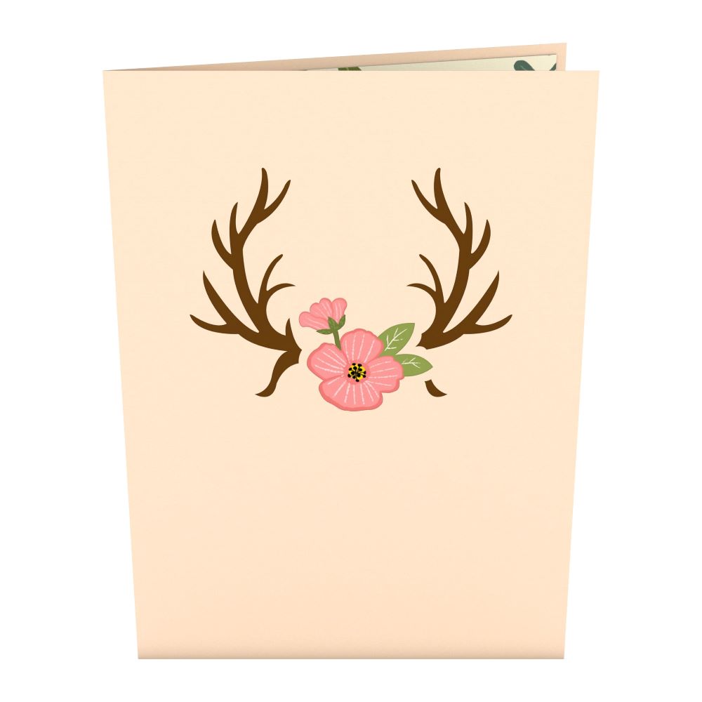 Floral Deer Thank You Pop-Up Card、mySite、solidvoid