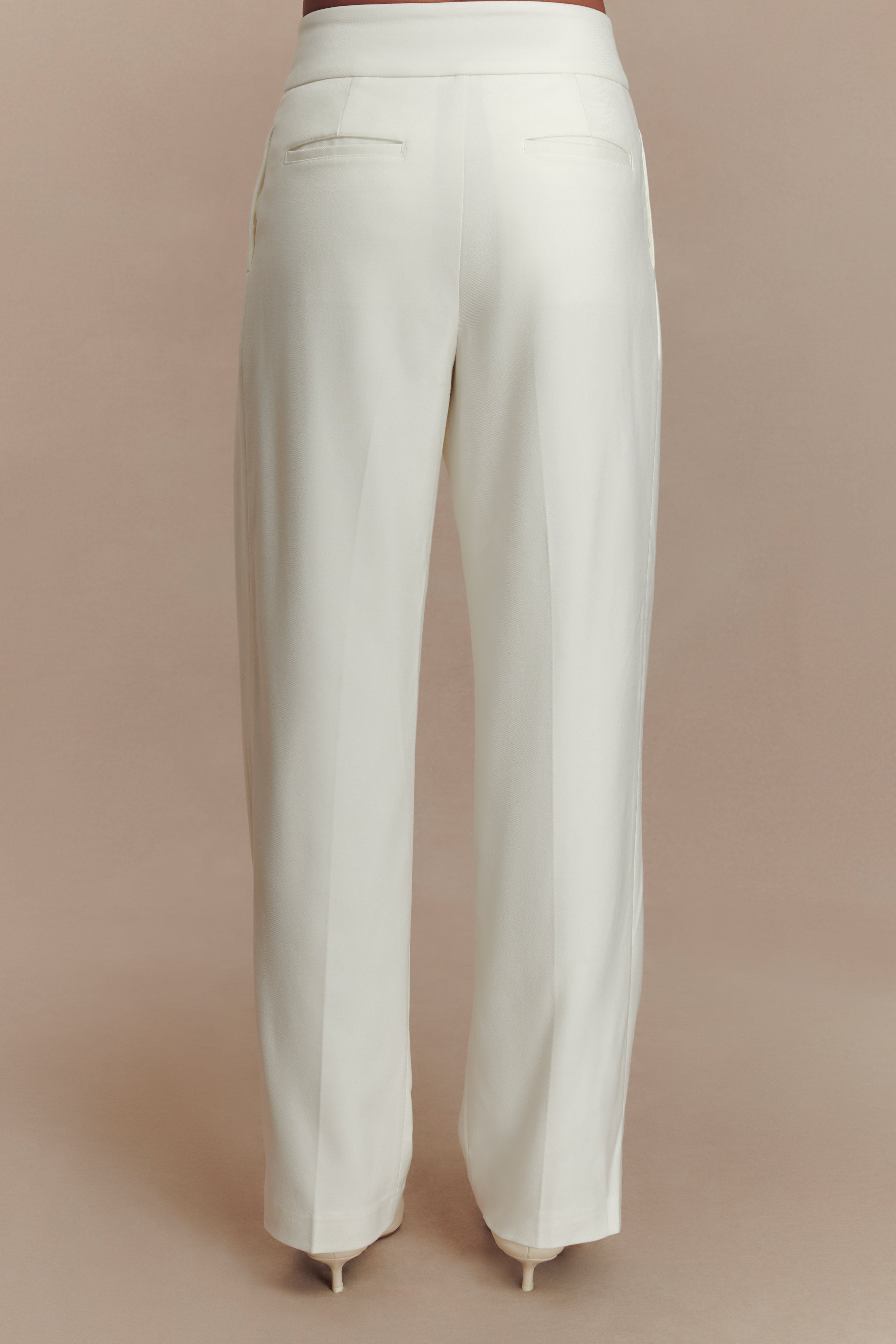 Penelope Pleated High Waisted Pants - Ivory、mySite、solidvoid
