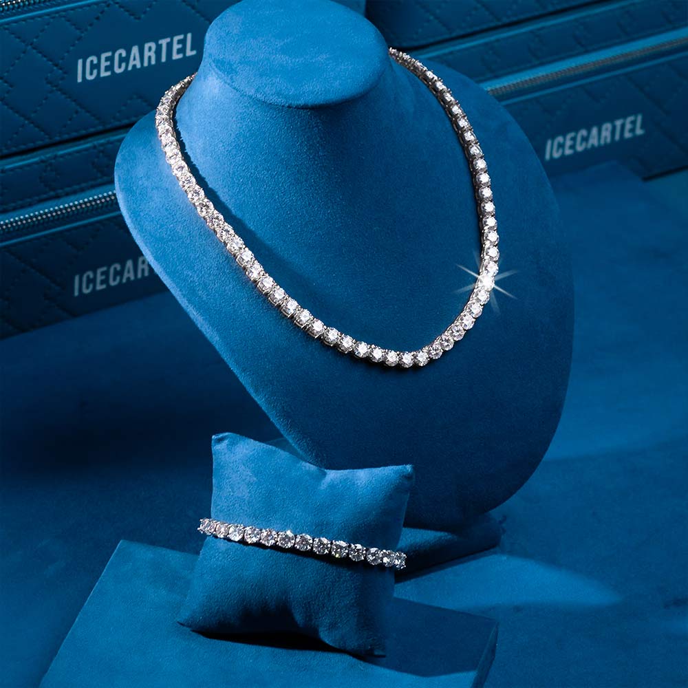 6MM Moissanite Tennis Chain/Bracelet Bundle 14K Gold、mySite、hinf8tx79