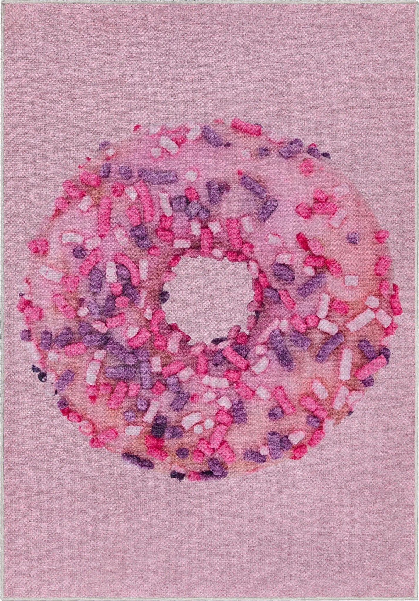 Pink Sprinkles Donut Novelty Pink Flat-Weave Rug、mySite、gigharbornorthrealestate
