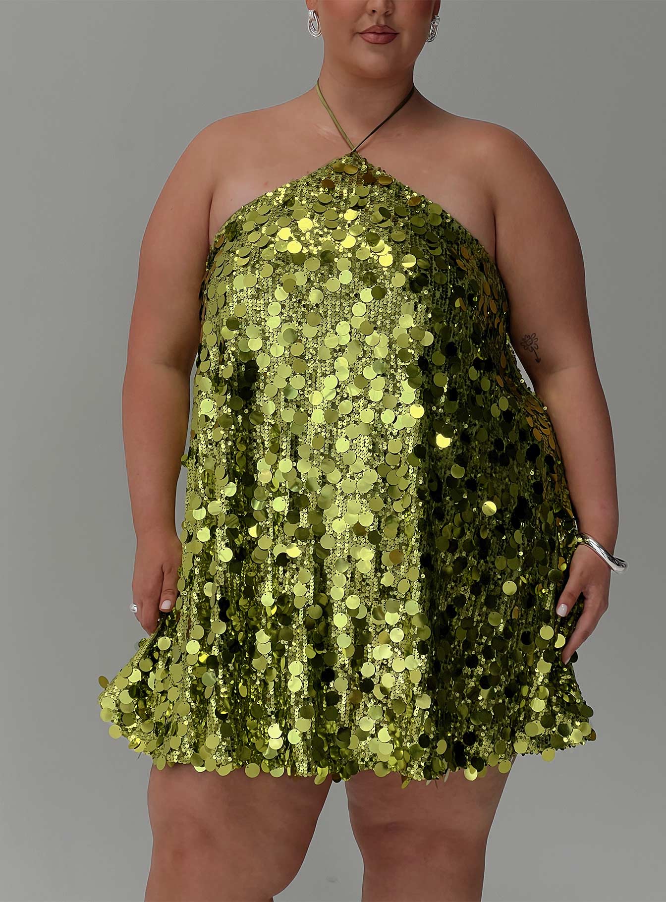 Fluorescents Halter Mini Dress Green Curve、mySite、solidvoid