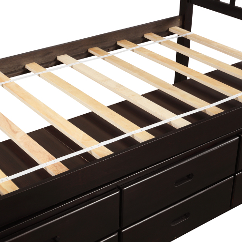Orisfur. Twin Size Platform Storage Bed Solid Wood Bed with 6 Drawers、、casual